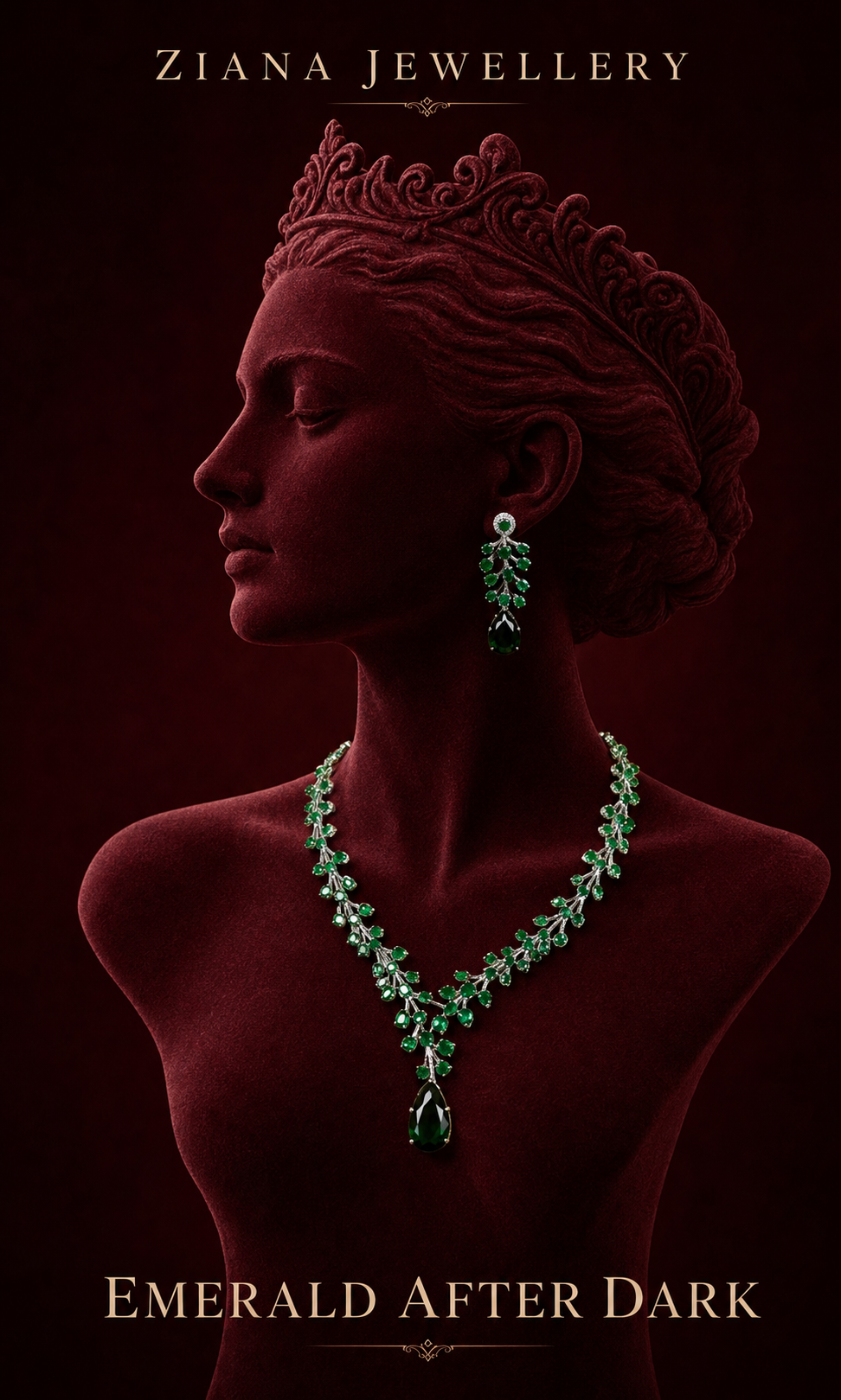 Emerald jewellery styled for a modern occasion