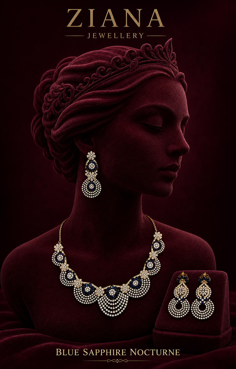 American Diamond with Blue Sapphire editorial