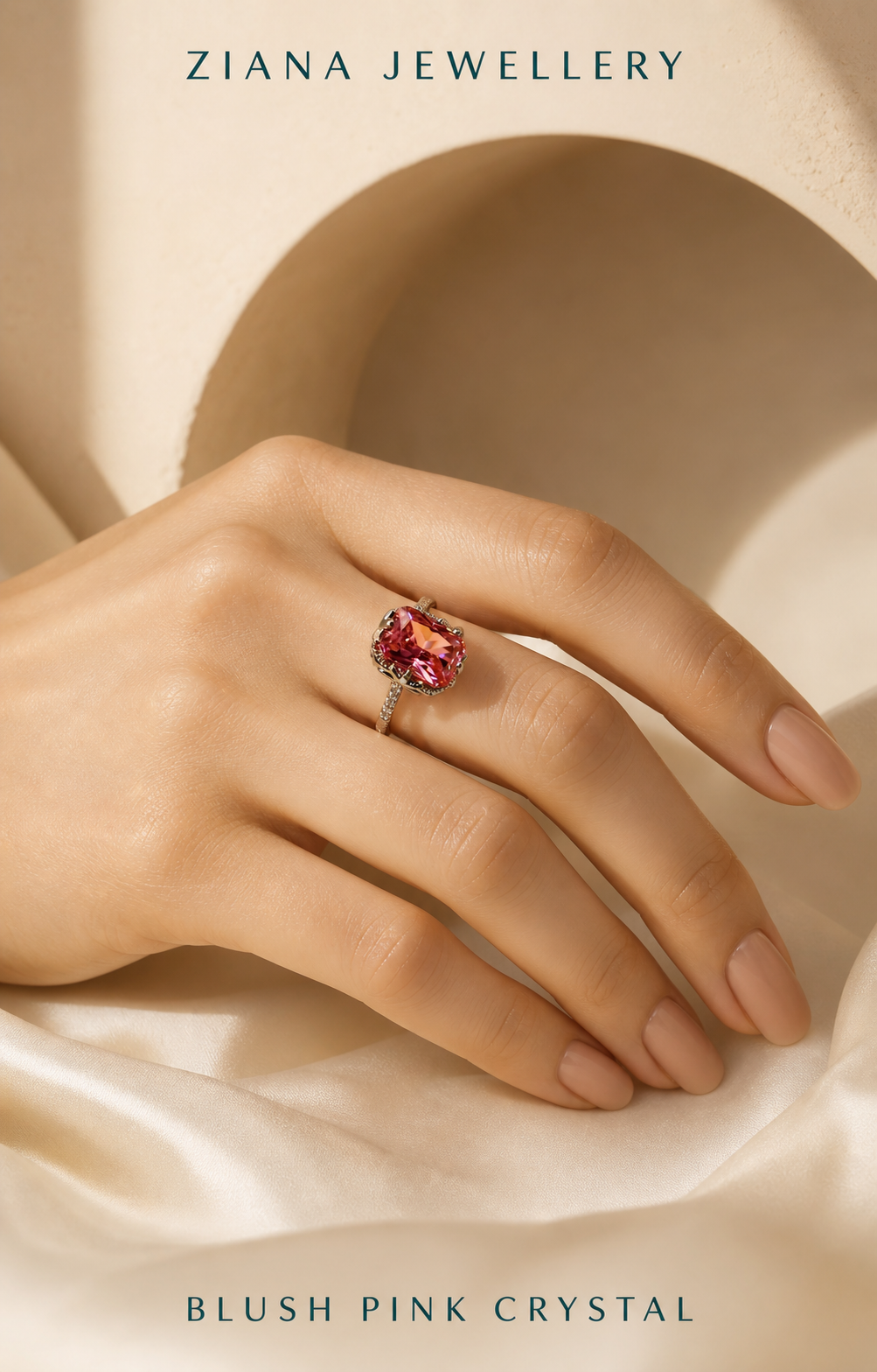 Blush Pink Crystal Ring editorial