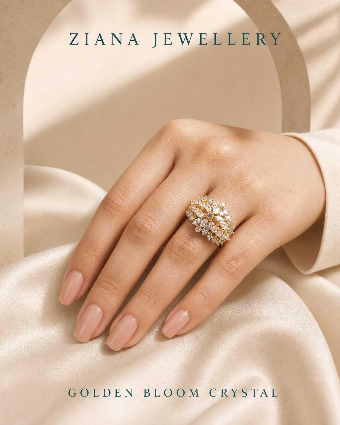 Golden Bloom Crystal Ring editorial