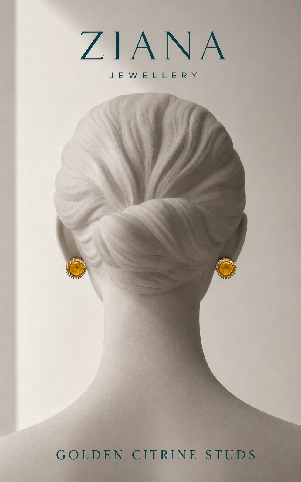 Golden Citrine Crystal Stud Earrings editorial