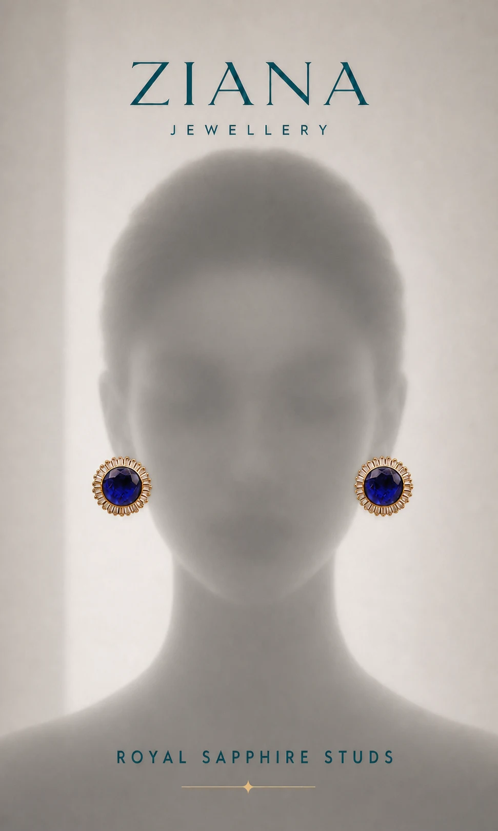 Royal Sapphire Crystal Stud Earrings editorial
