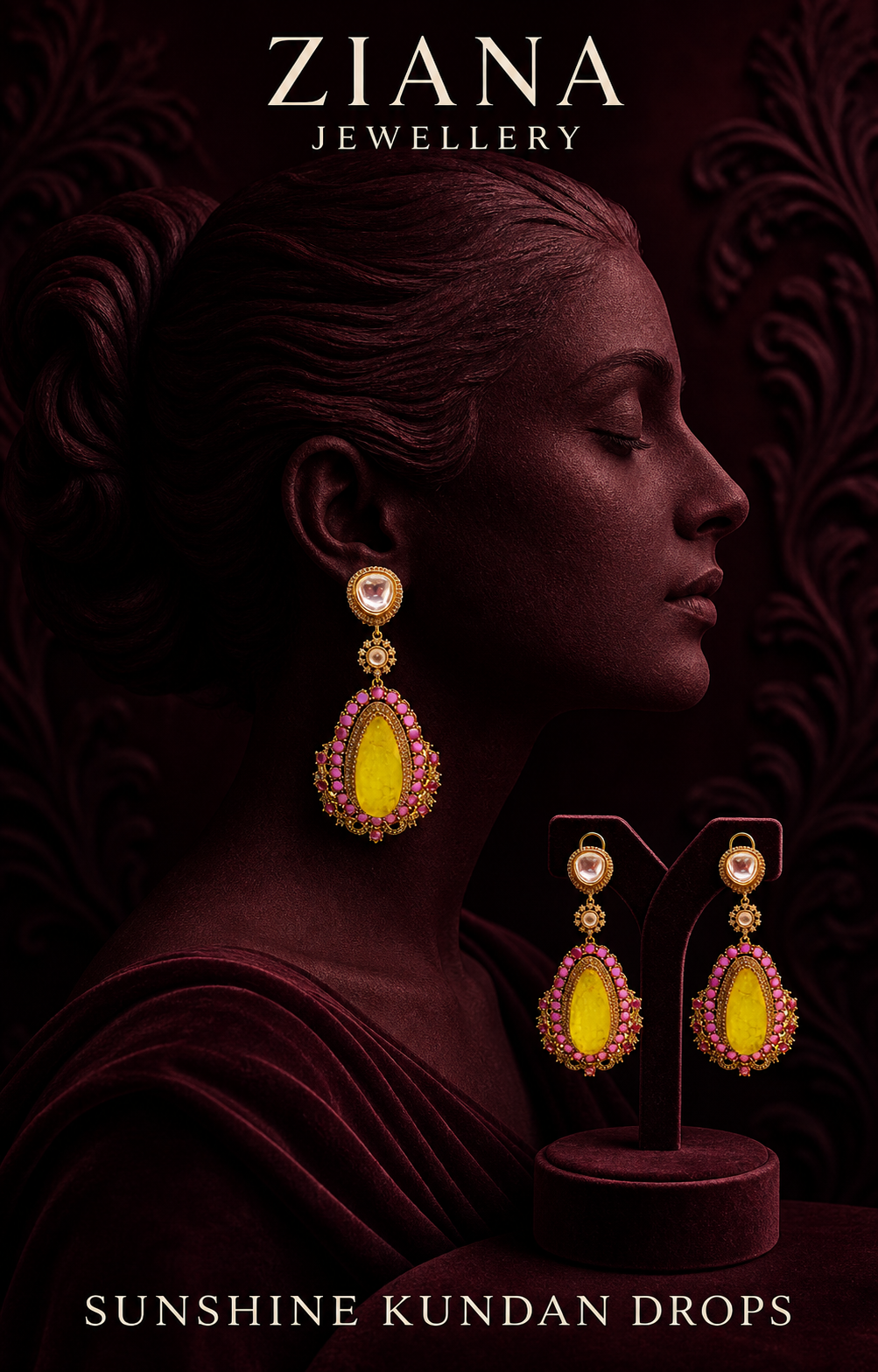 Sunshine Kundan Drop Earrings editorial