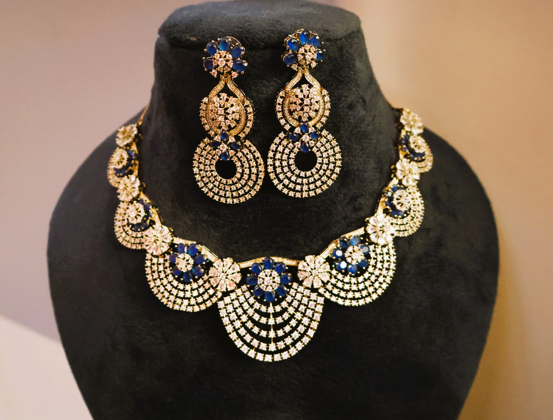 American Diamond with Blue Sapphire