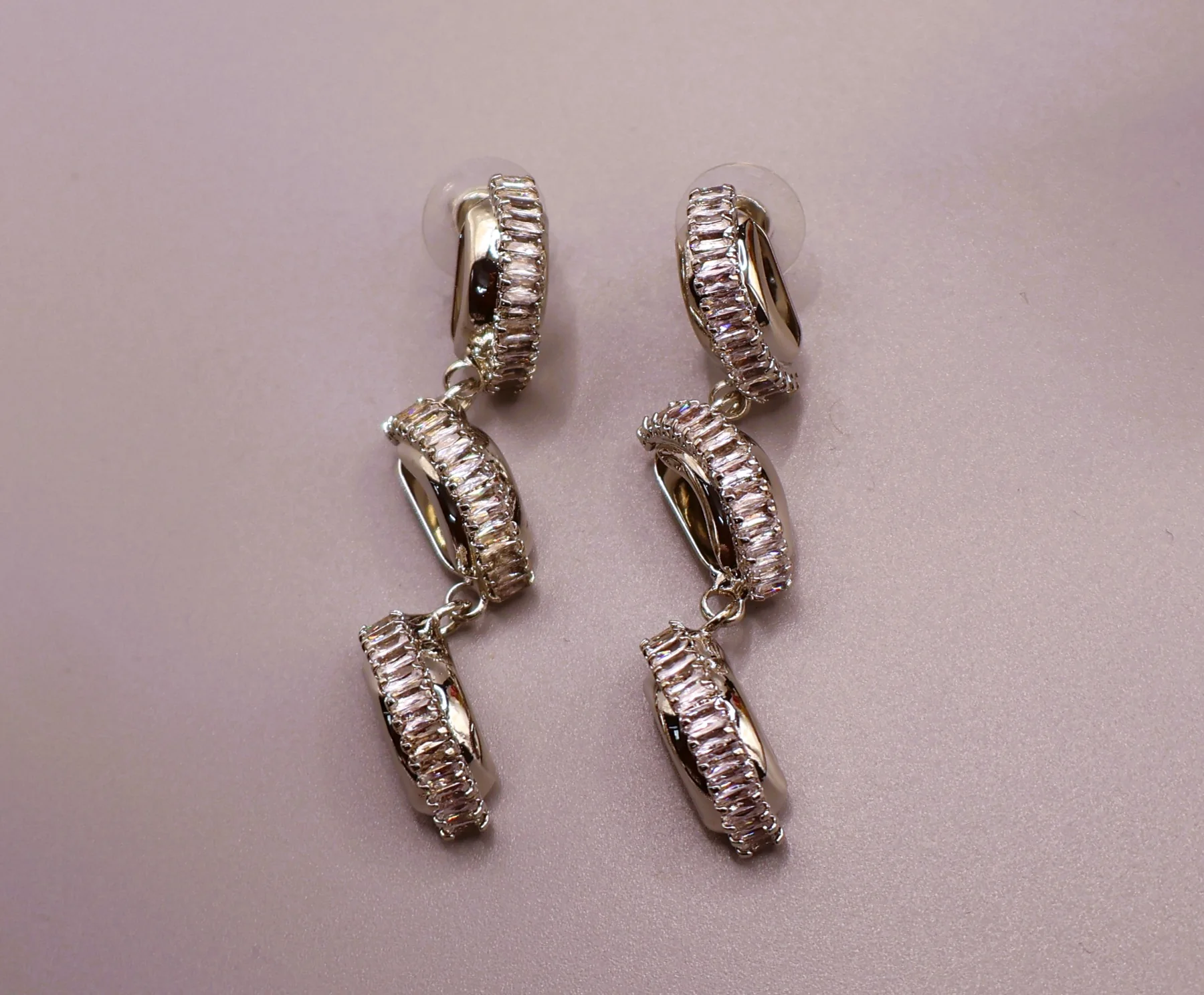 Baguette Crystal Link Drop Earrings
