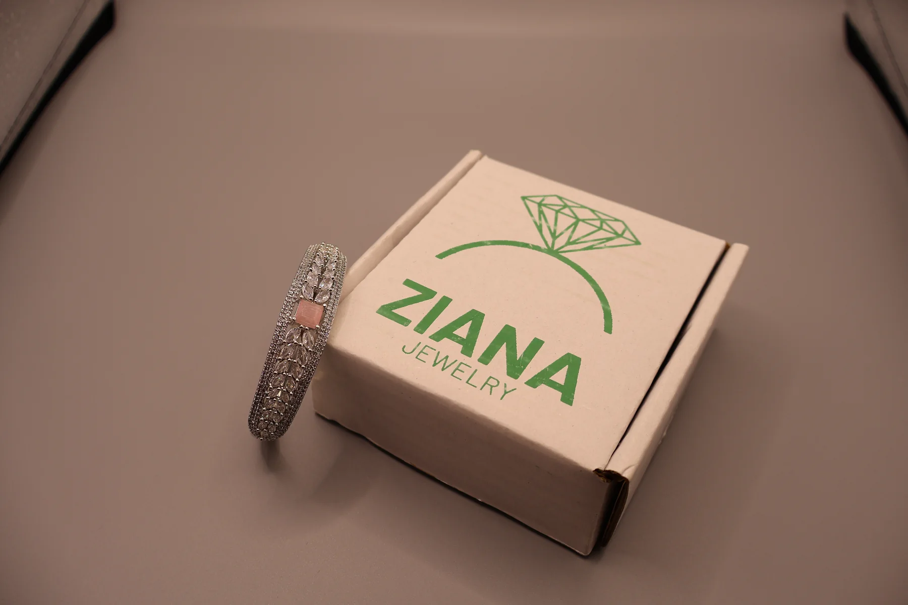Crown Jewel Blush Pink Square Crystal Bangle