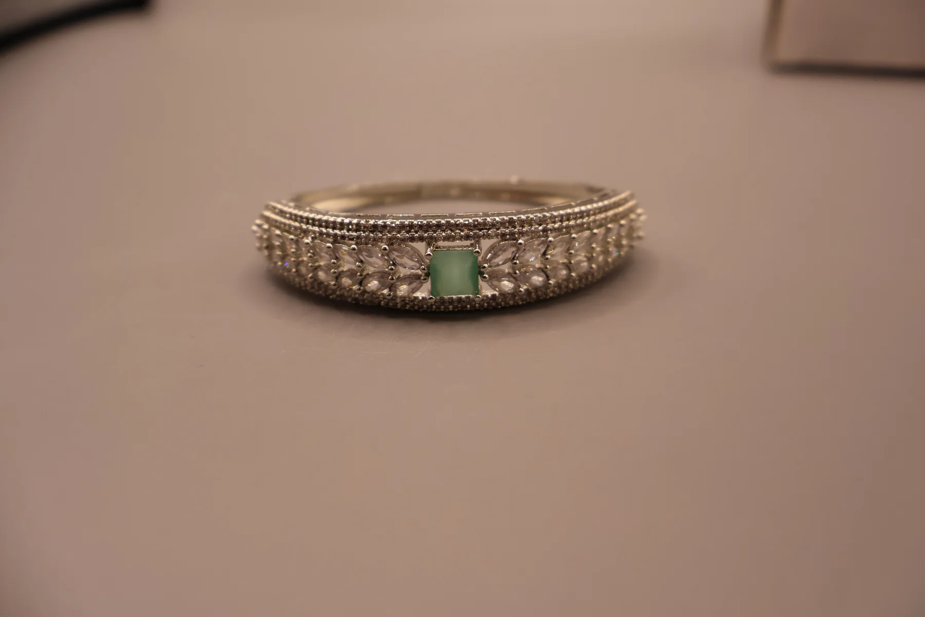 Crown Jewel Emerald Square Crystal Bangle