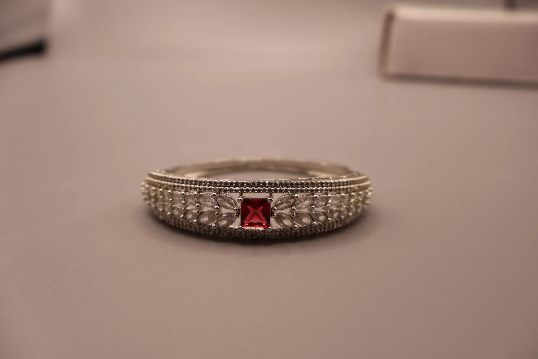 Crown Jewel Ruby Square Crystal Bangle