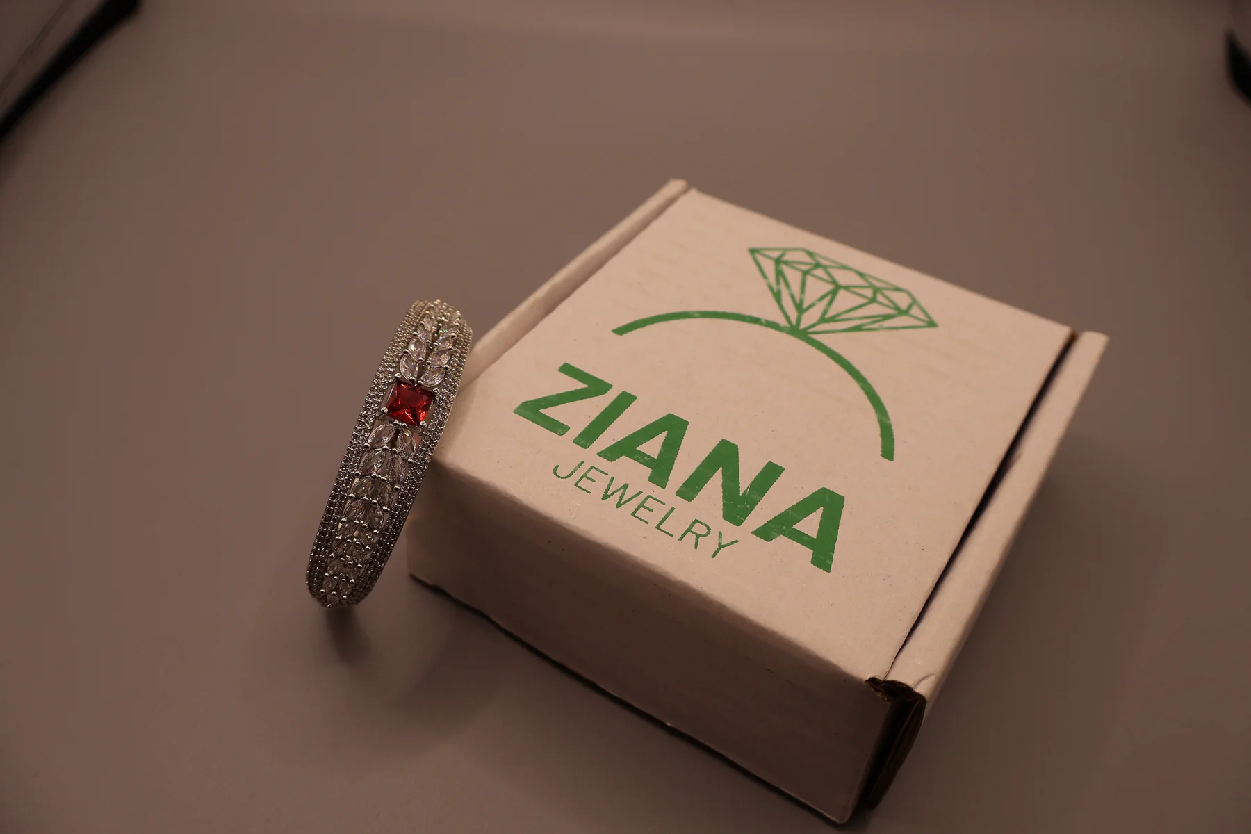Crown Jewel Ruby Square Crystal Bangle – alternate angle