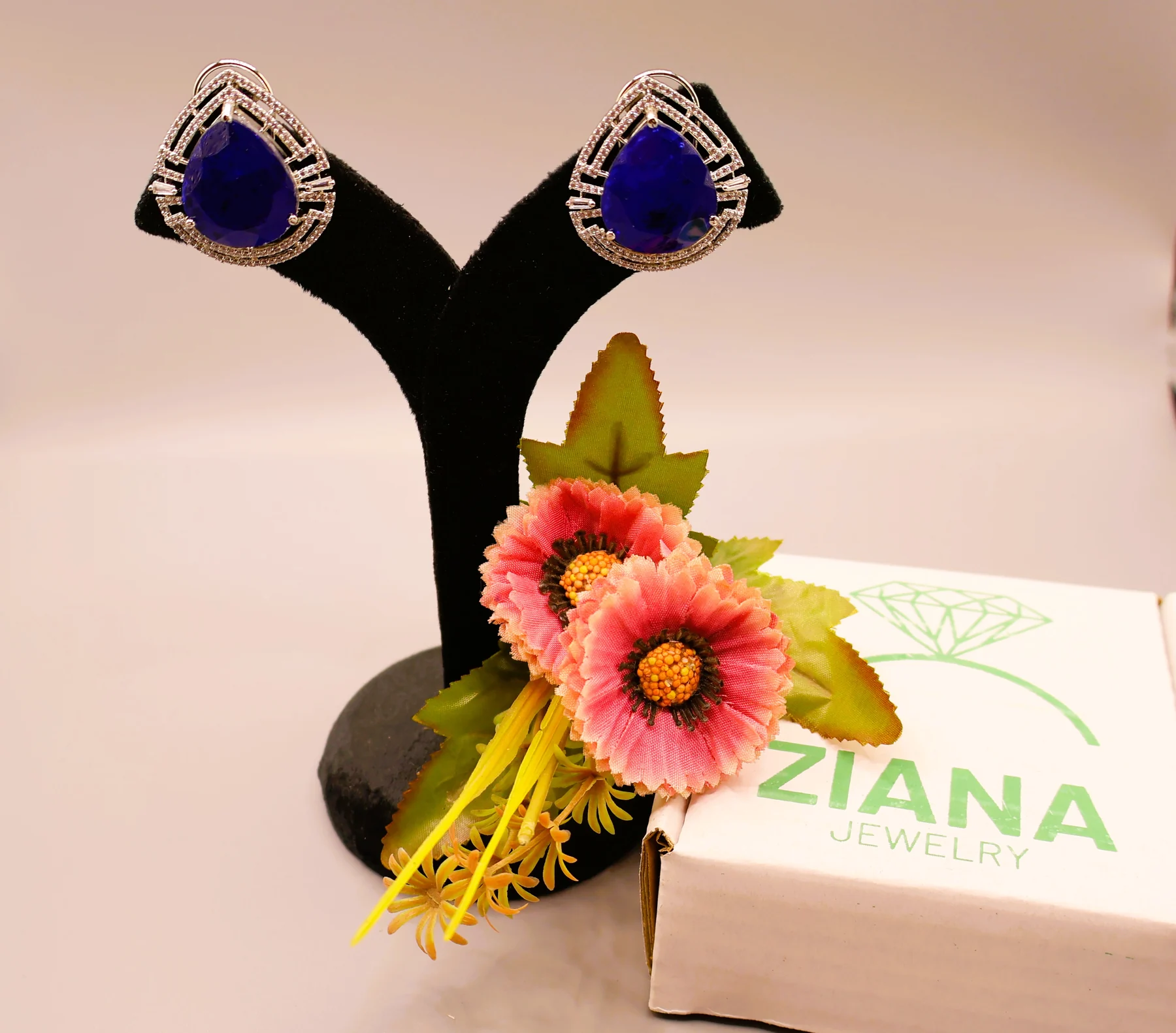 Amethyst Teardrop Double-Halo Stud Earrings – alternate product view 2