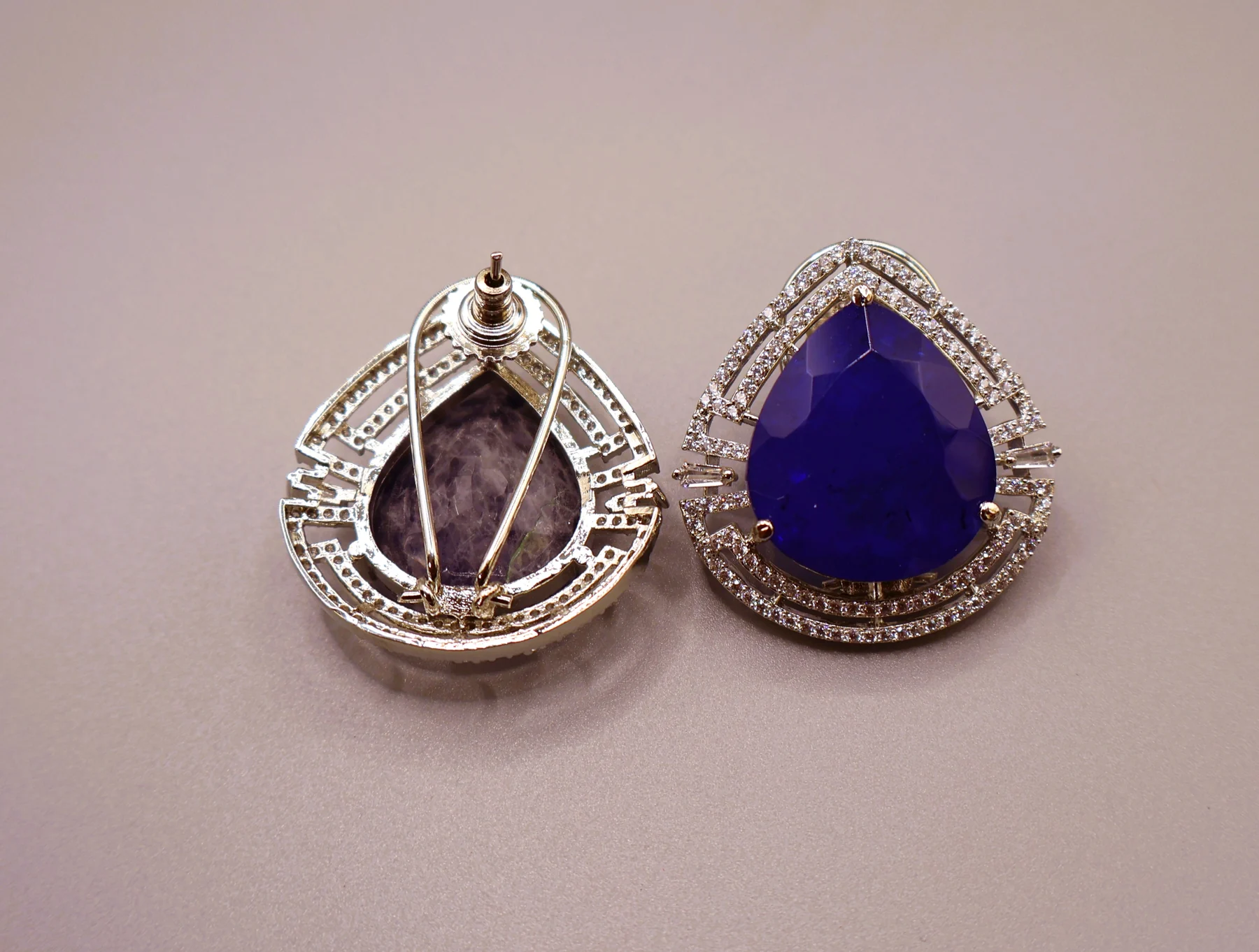 Amethyst Teardrop Double-Halo Stud Earrings – alternate product view 3