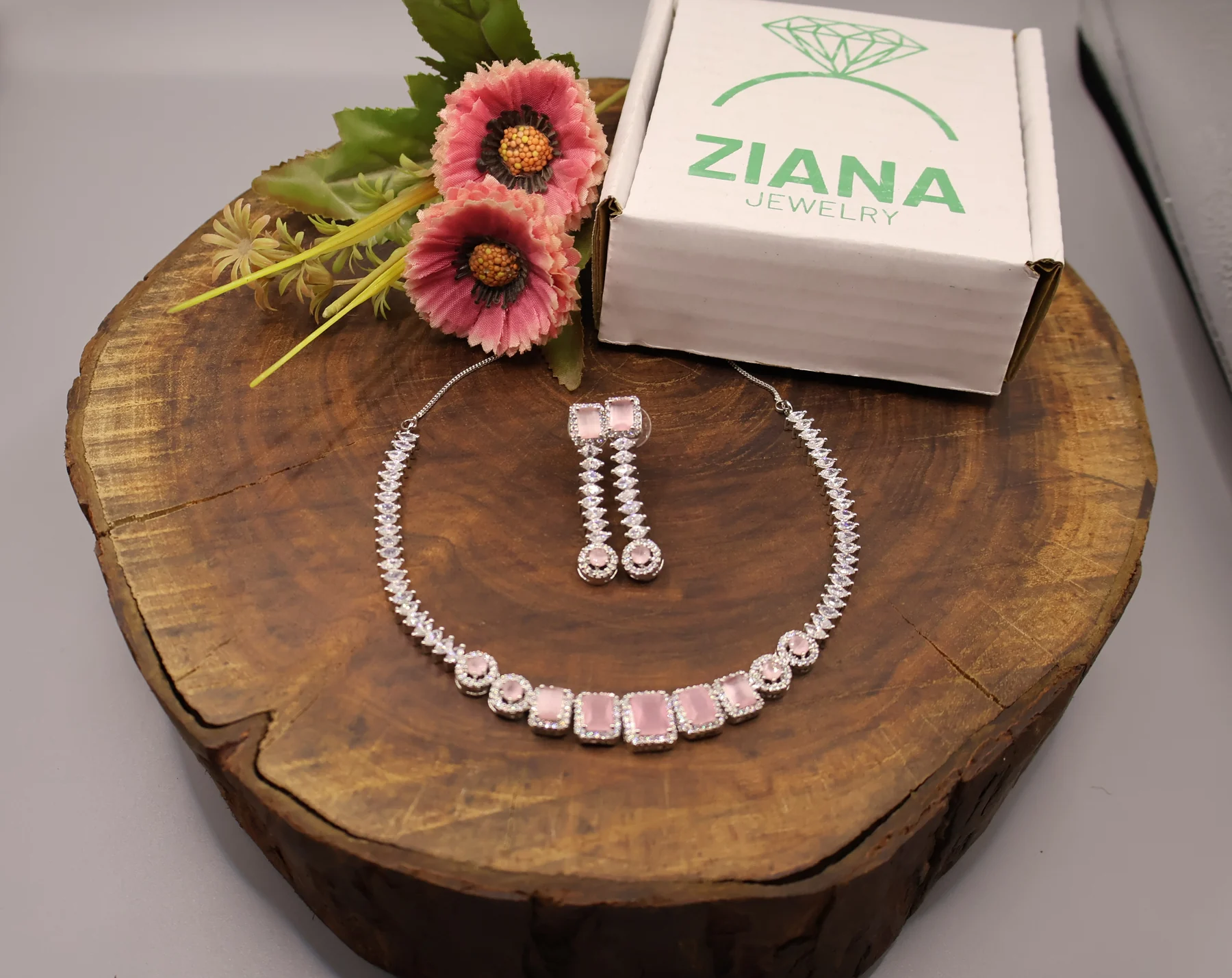 Blush Baguette Tennis Necklace Set – alternate product view 3