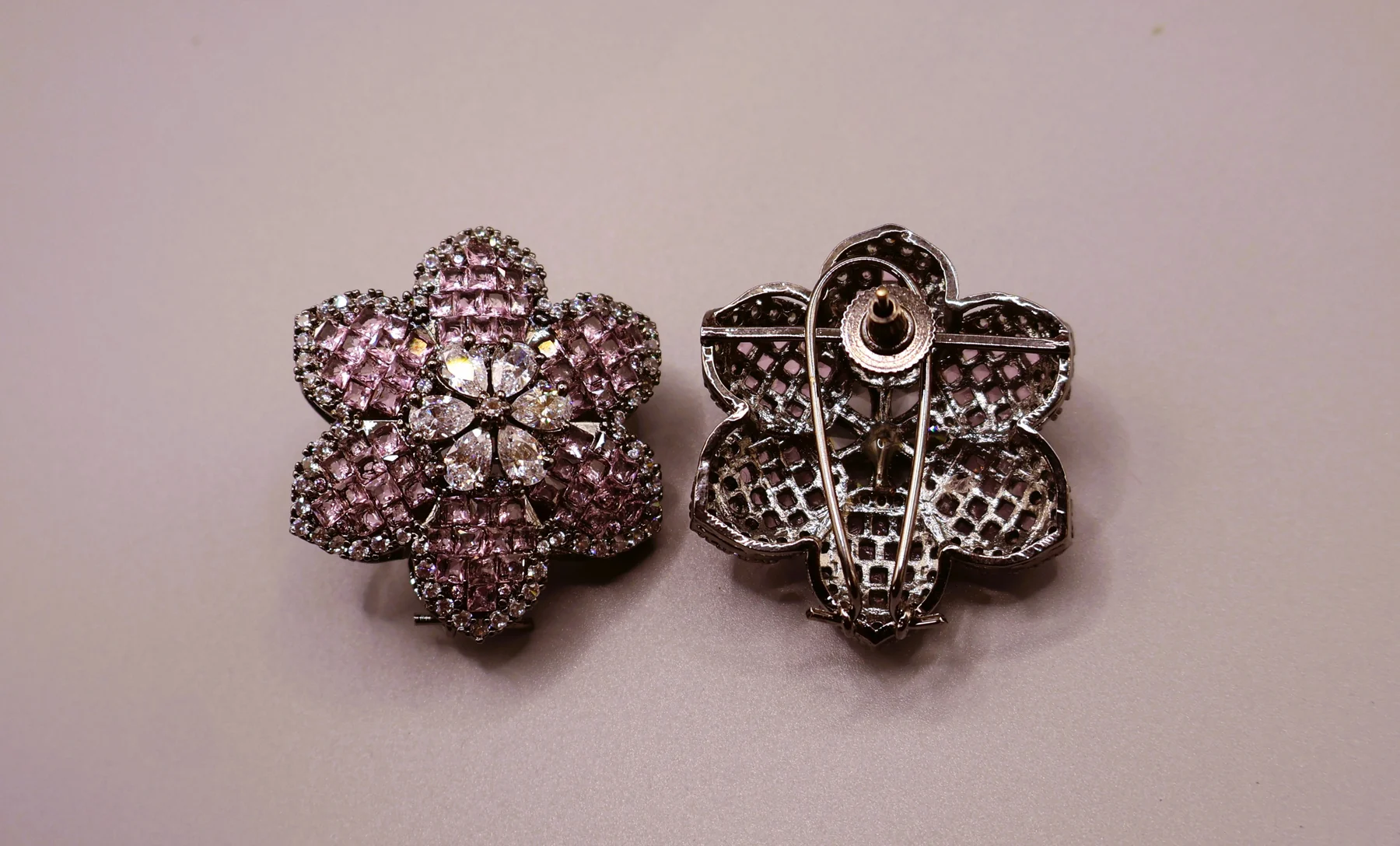 Blush Bloom Pavé Stud Earrings