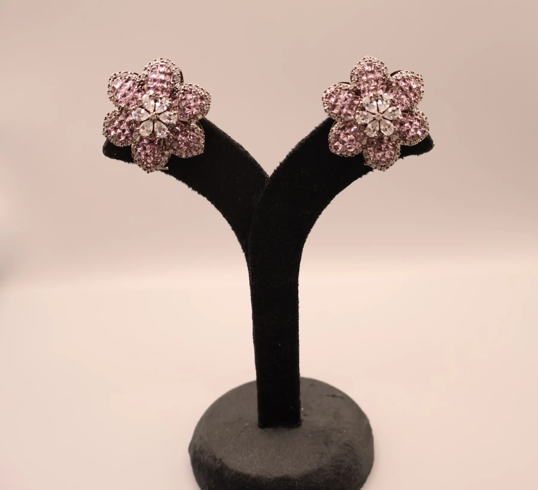 Blush Bloom Pavé Stud Earrings – alternate product view 2