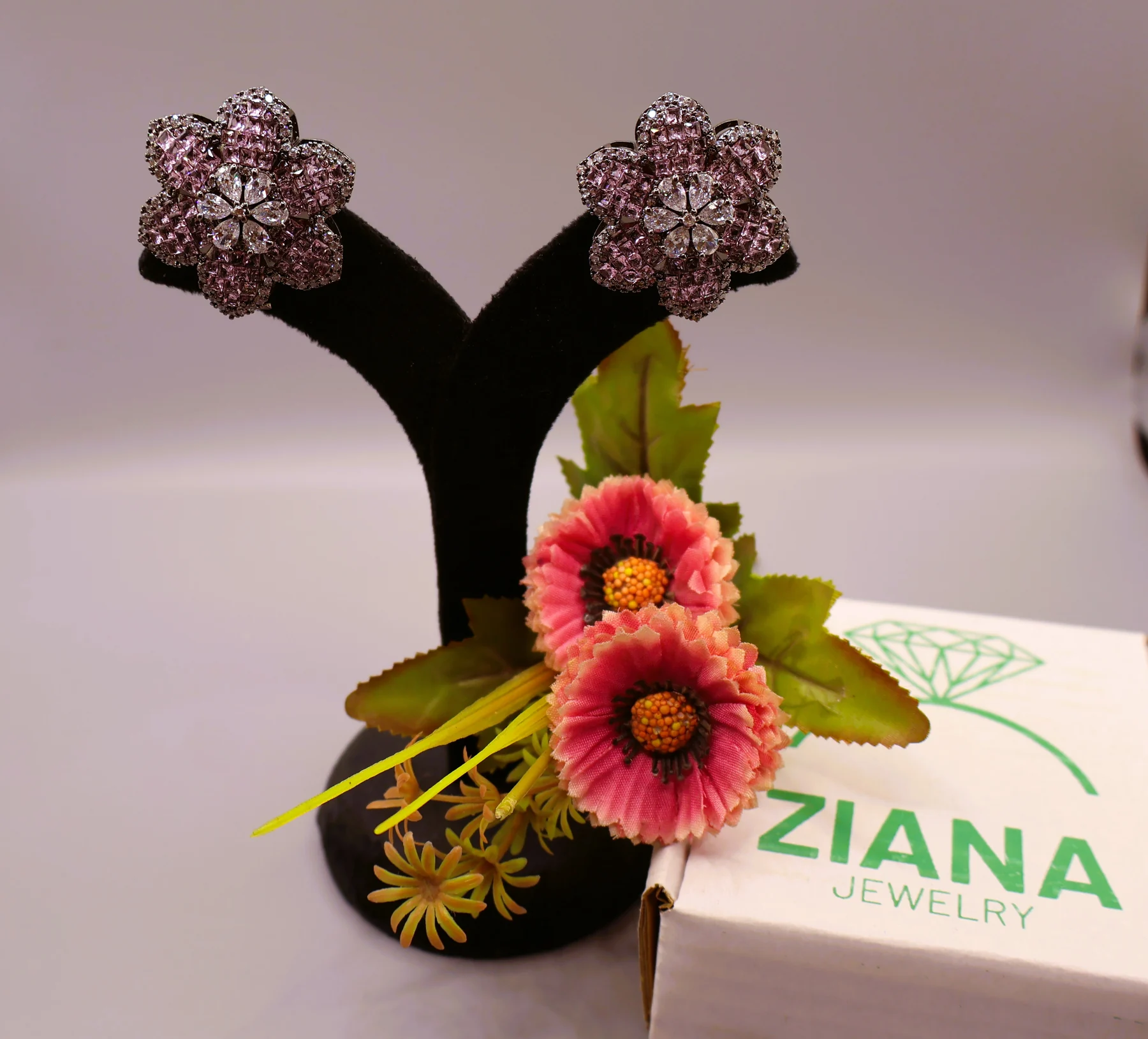Blush Bloom Pavé Stud Earrings – alternate product view 3