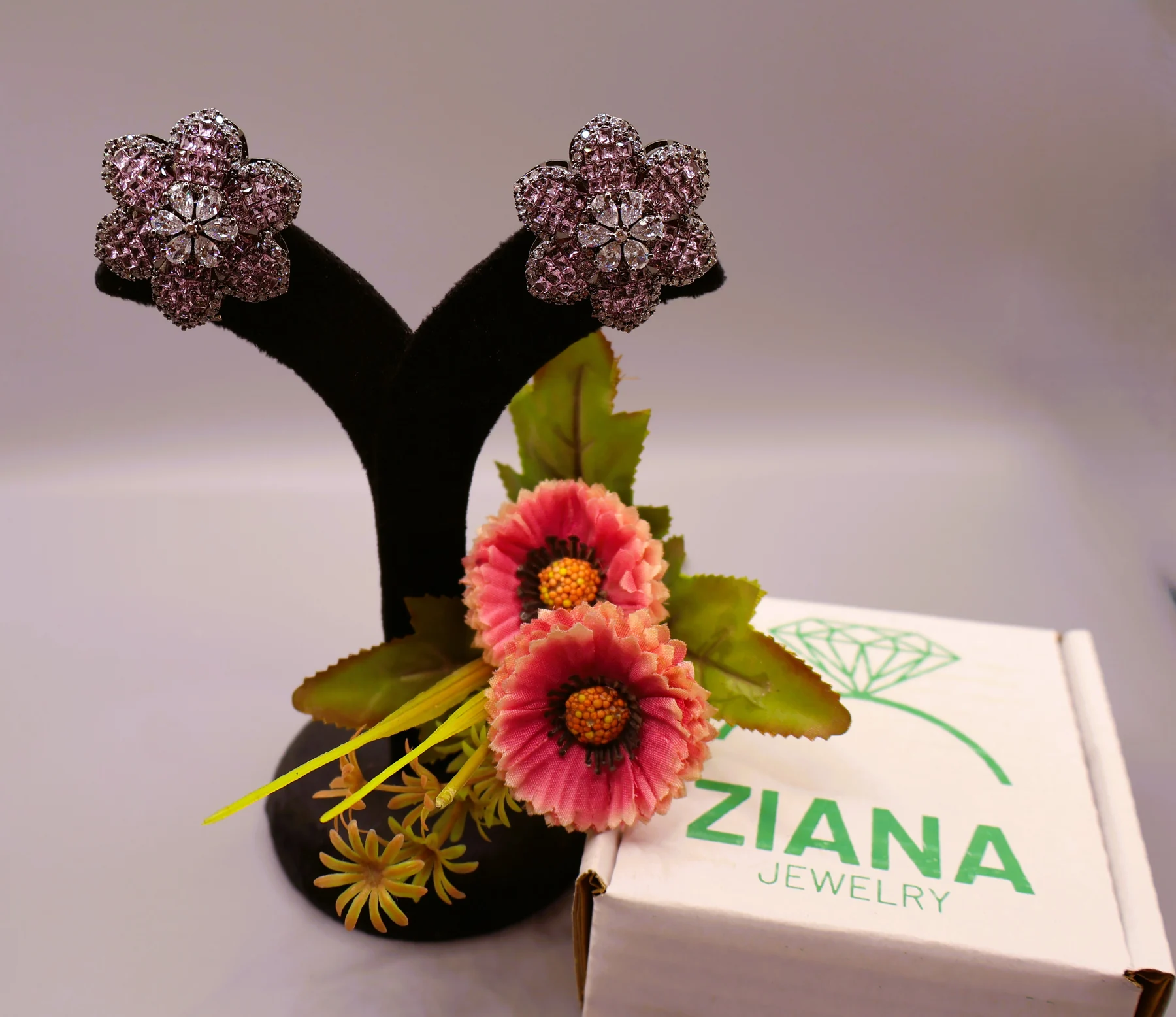 Blush Bloom Pavé Stud Earrings – alternate product view 6