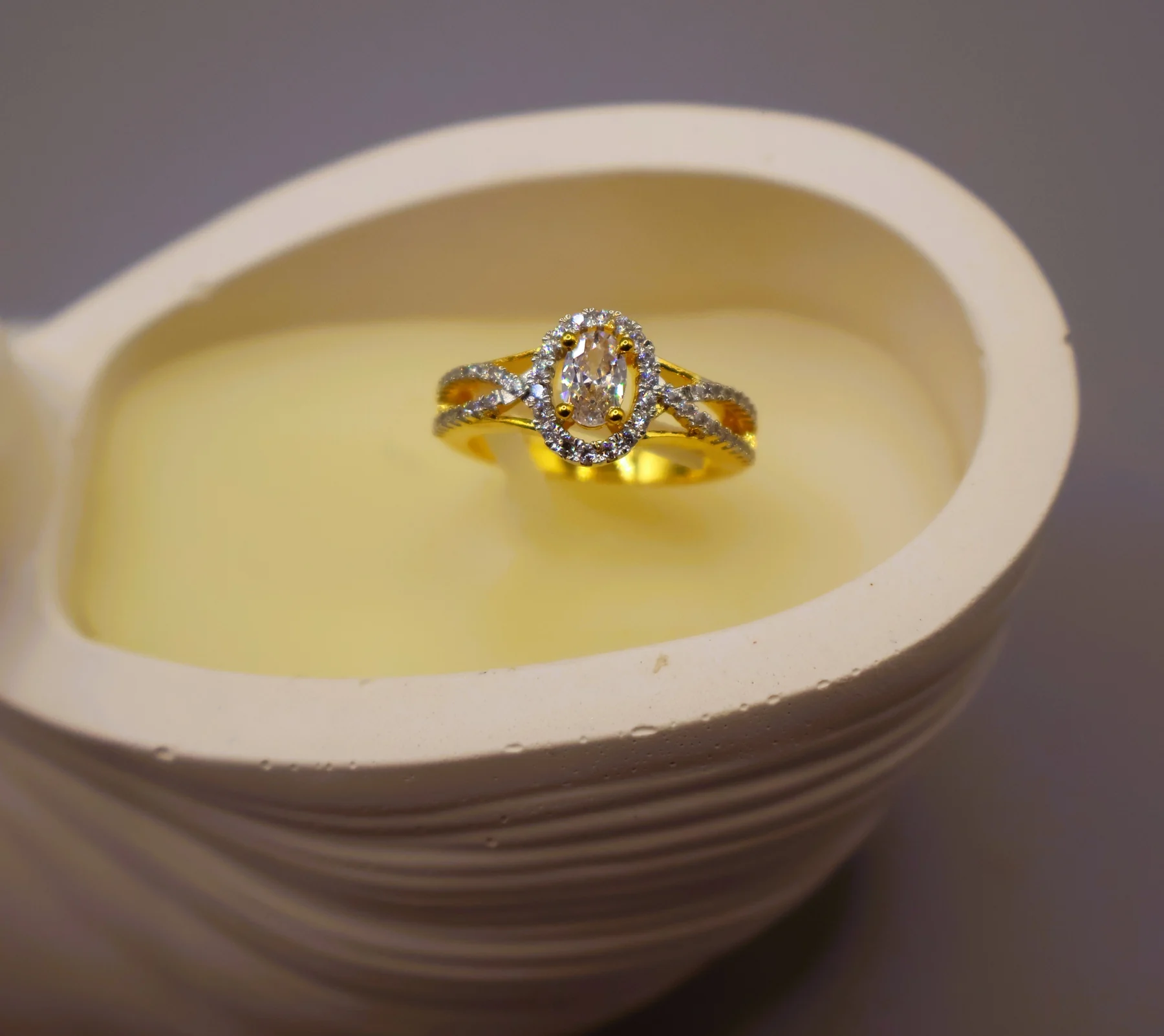 Clear Oval Halo Crystal Ring – alternate product view 2