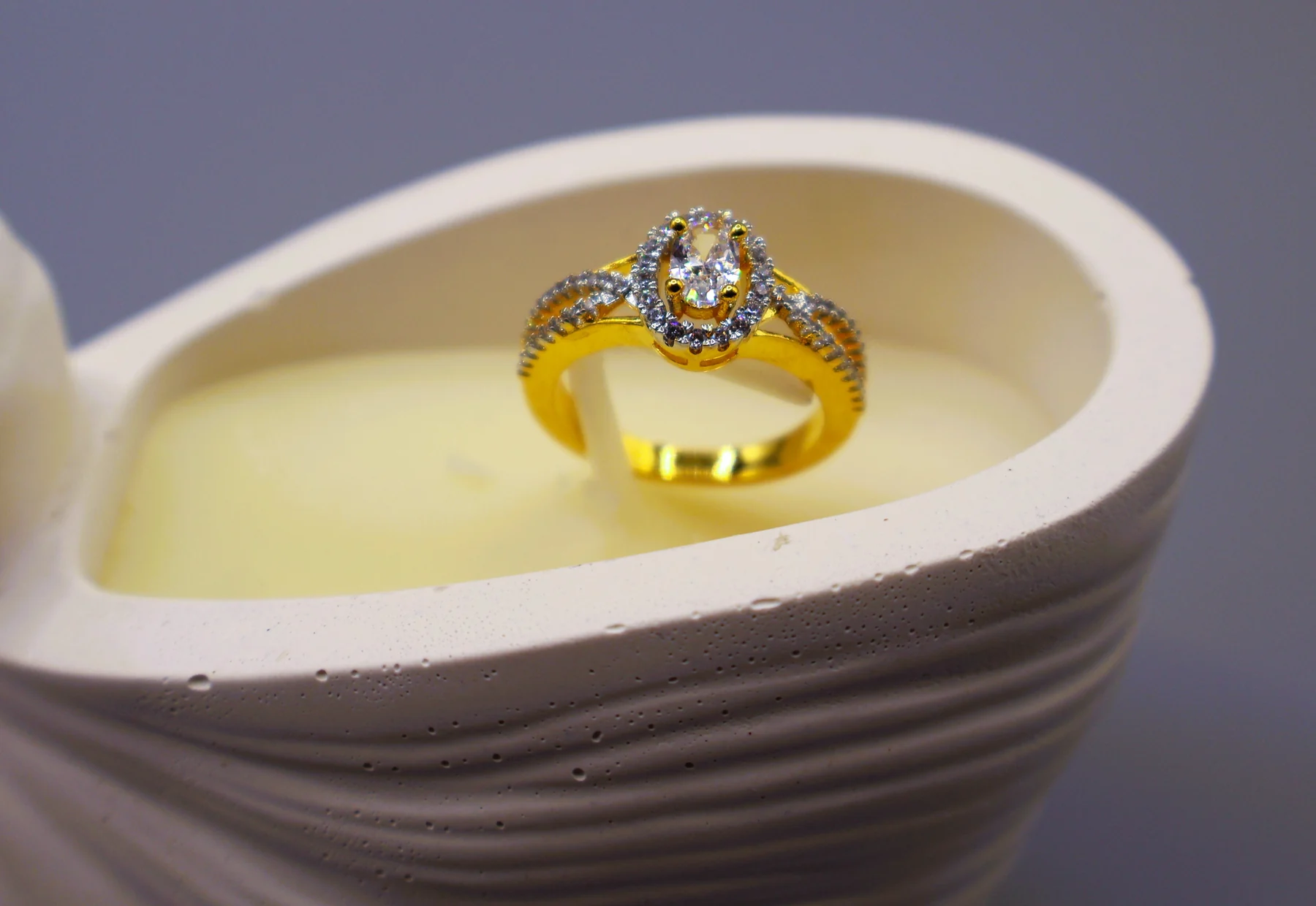 Clear Oval Halo Crystal Ring – alternate product view 3