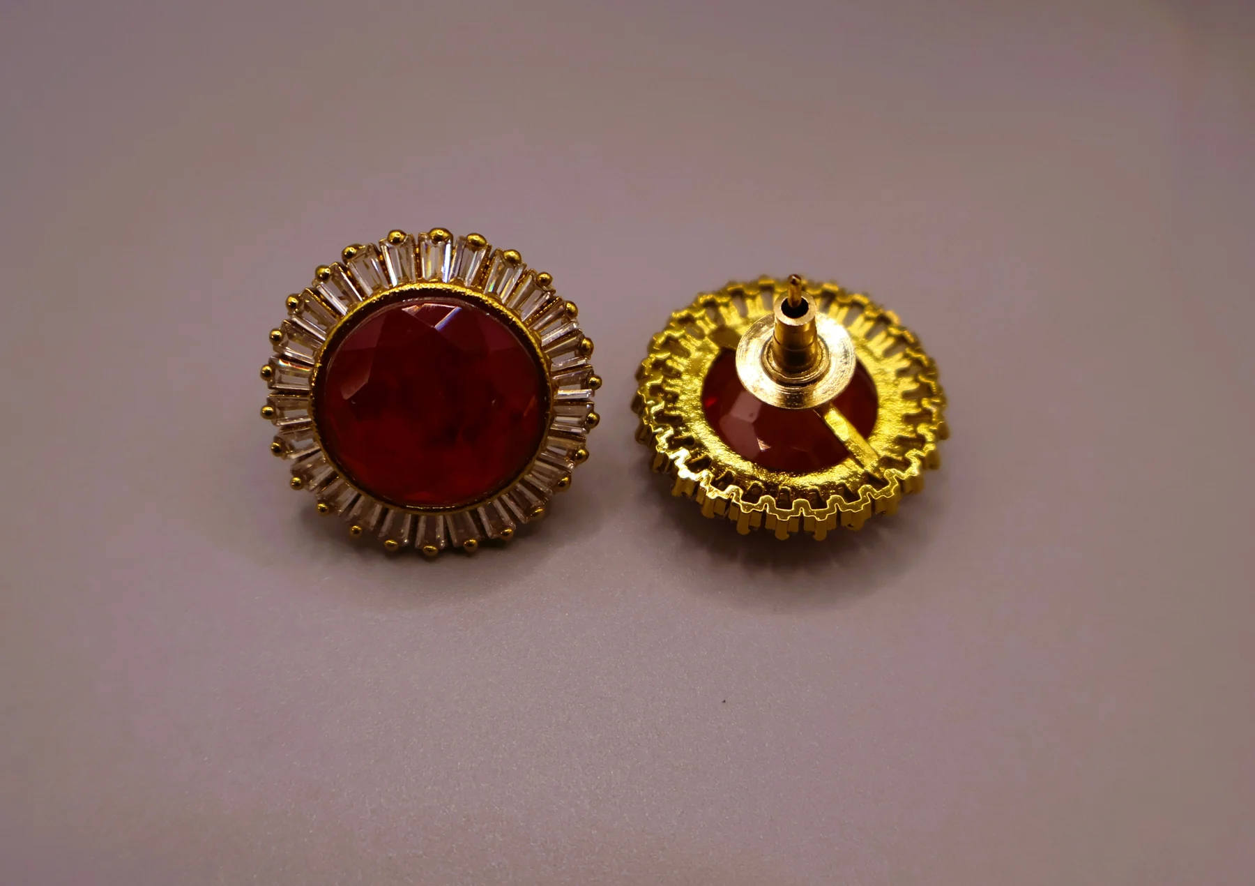 Coral Sunburst Halo Stud Earrings