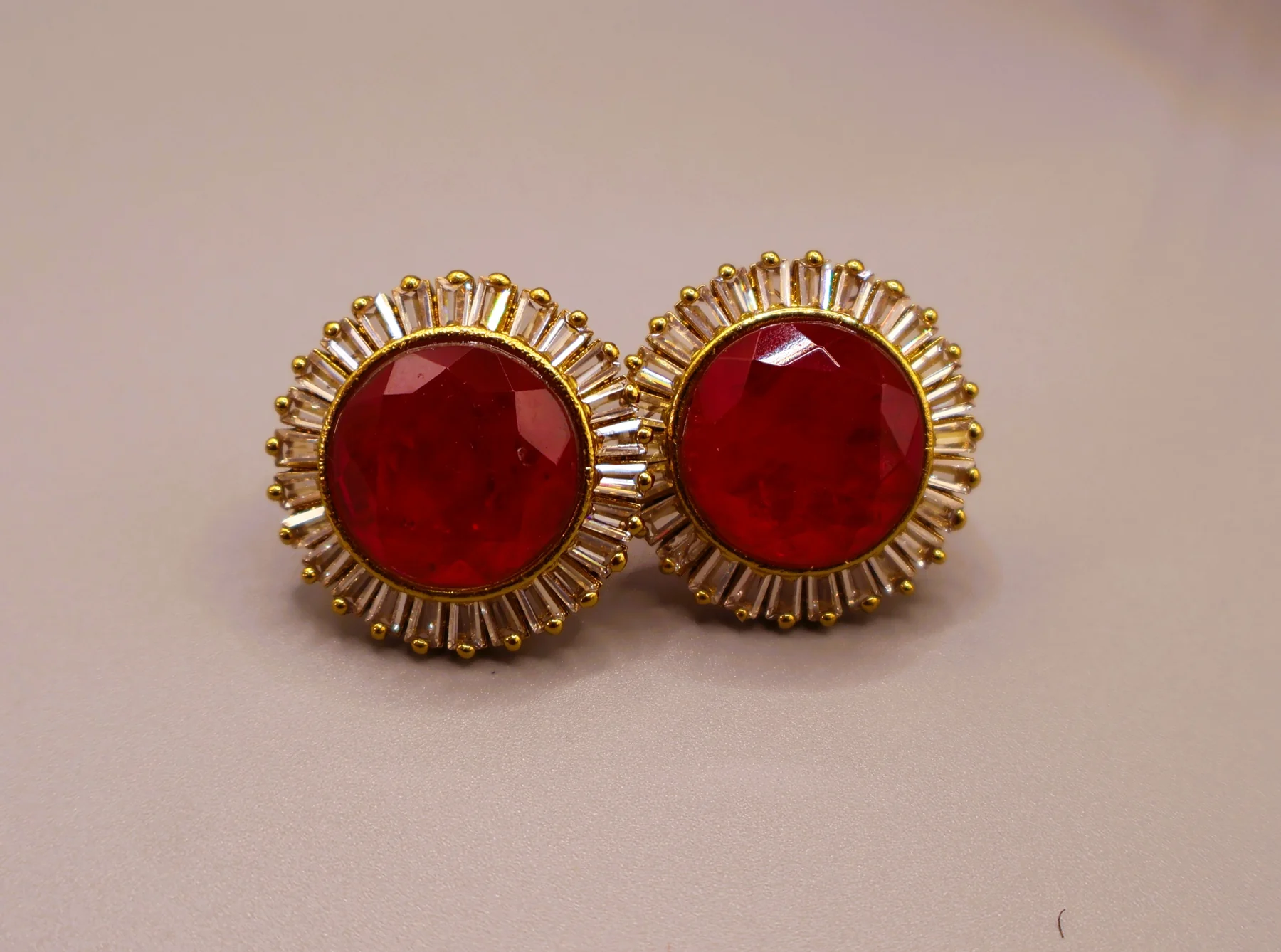 Coral Sunburst Halo Stud Earrings – alternate product view 2