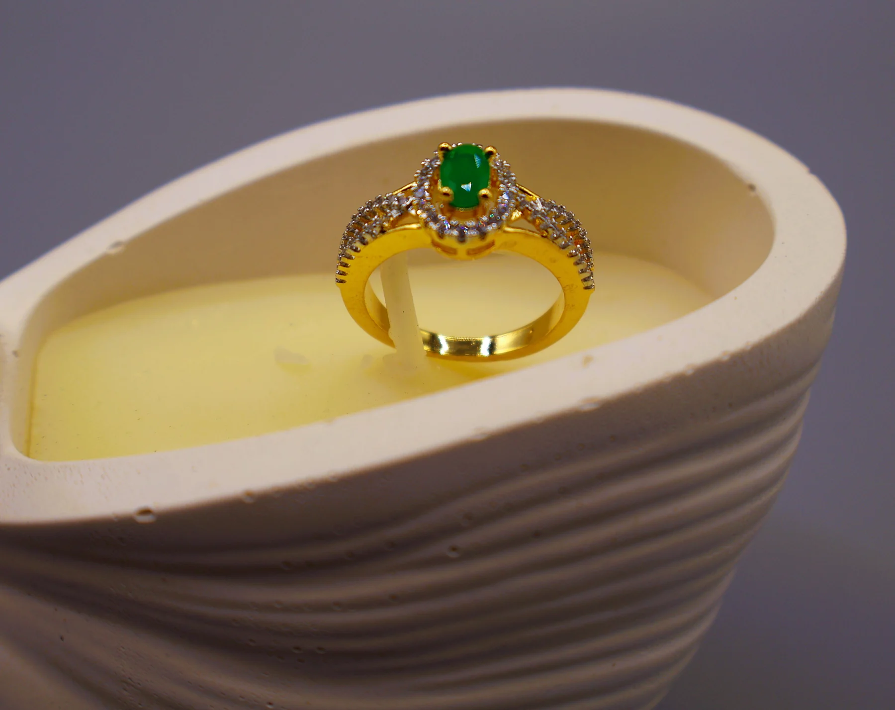 Emerald Oval Halo Crystal Ring – alternate product view 3
