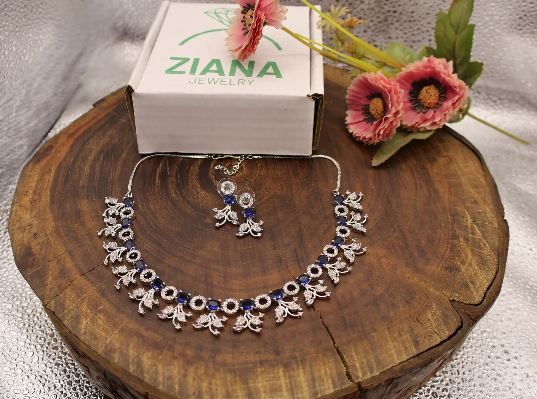 Pastel Garden Floral Crystal Necklace Set – alternate product view 3