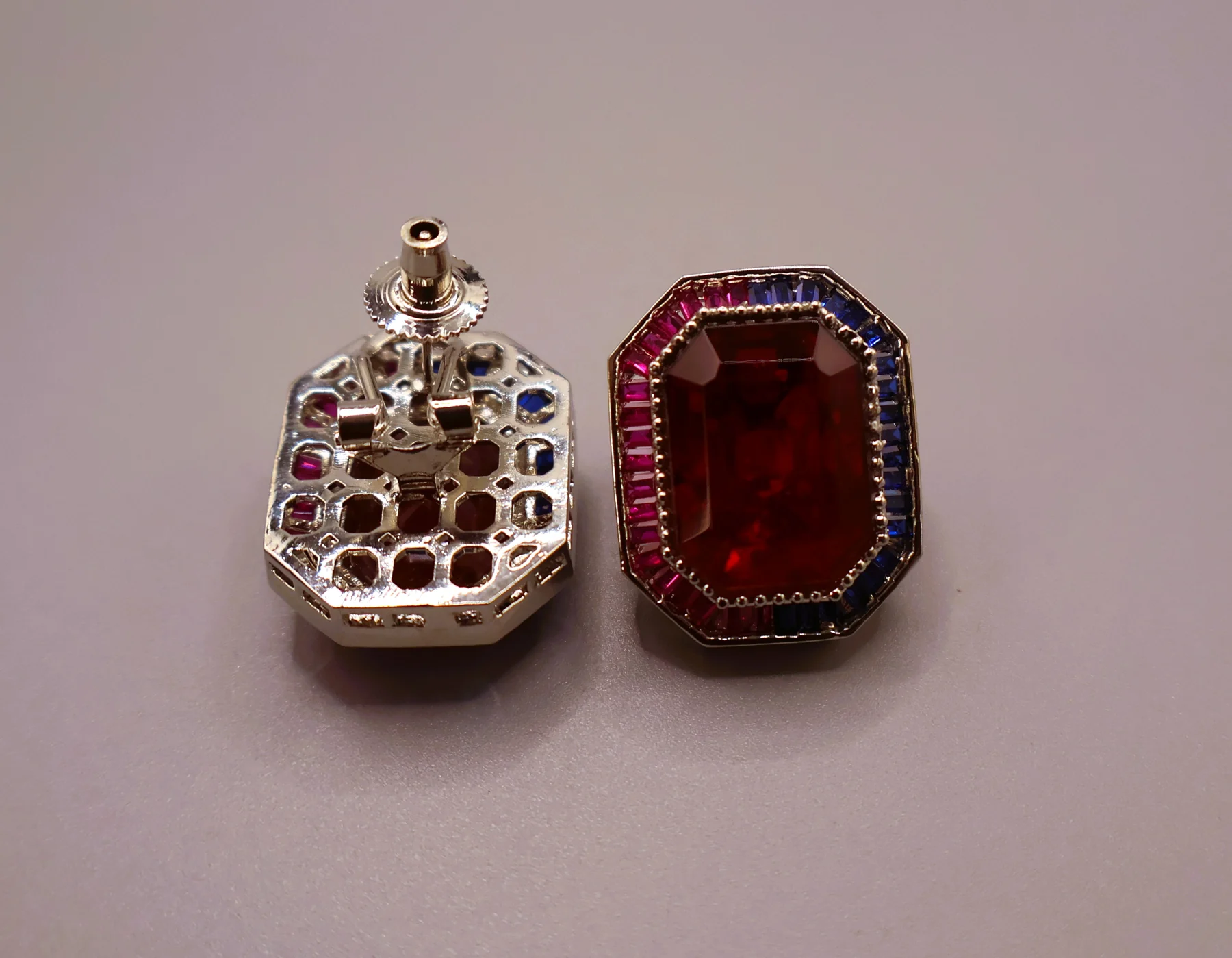 Ruby Emerald Octagon Statement Stud Earrings – alternate product view 7
