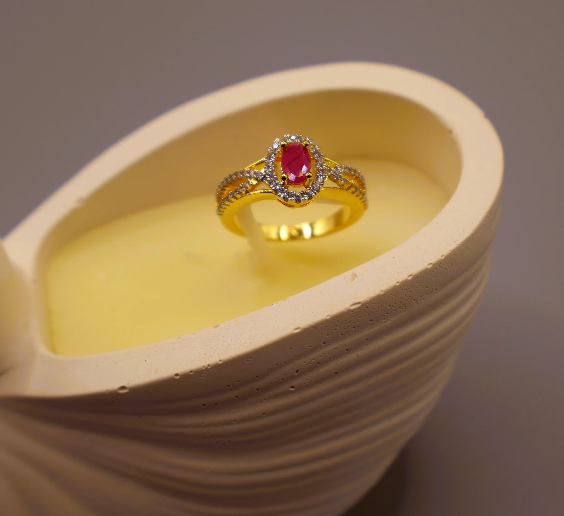 Ruby Oval Halo Crystal Ring – alternate product view 3