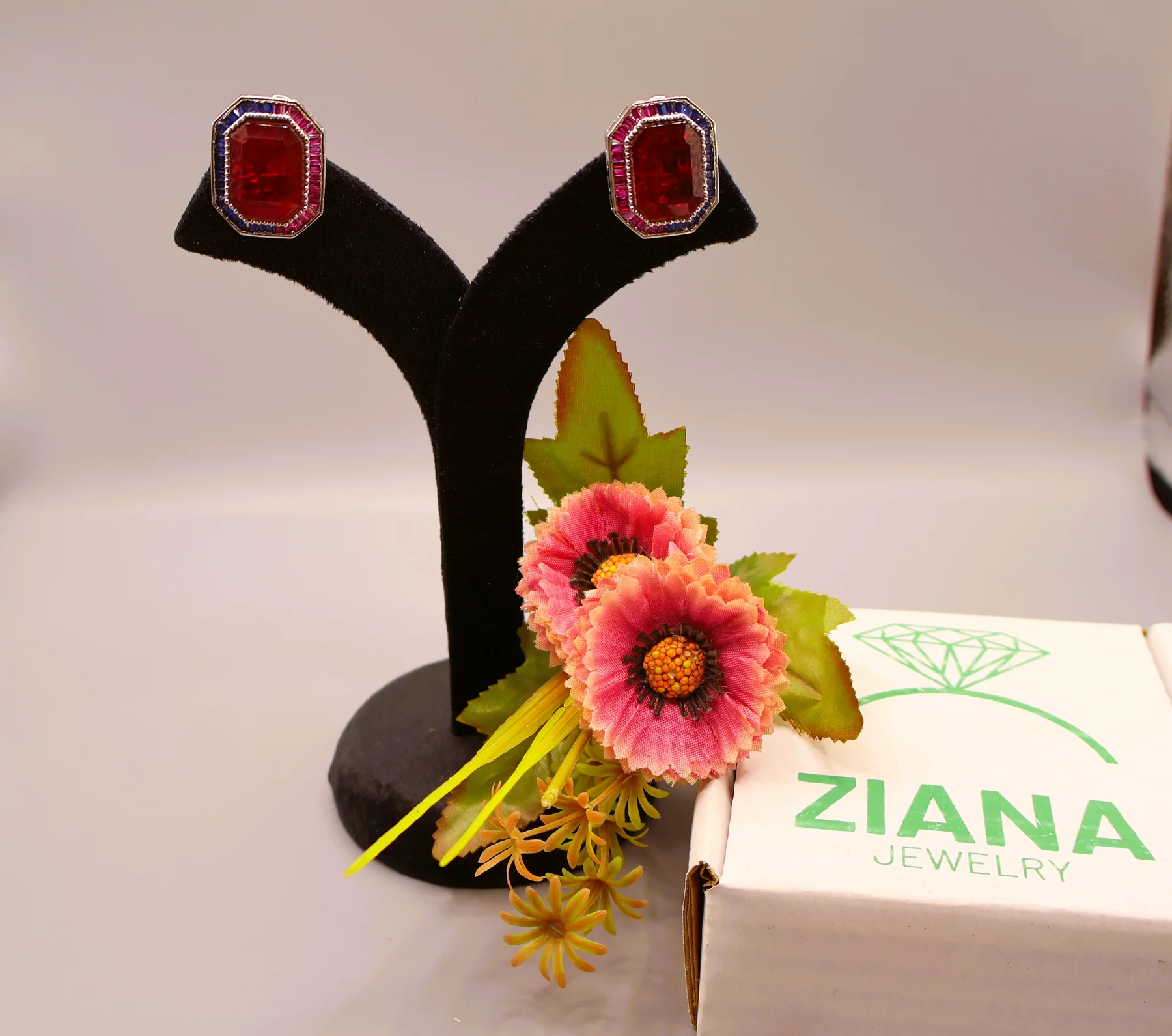 Ruby Teardrop Double-Halo Stud Earrings