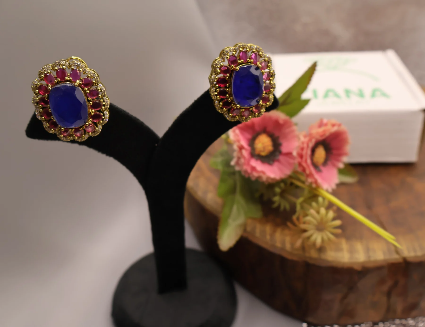 Sapphire Heritage Square Stud Earrings – alternate product view 3