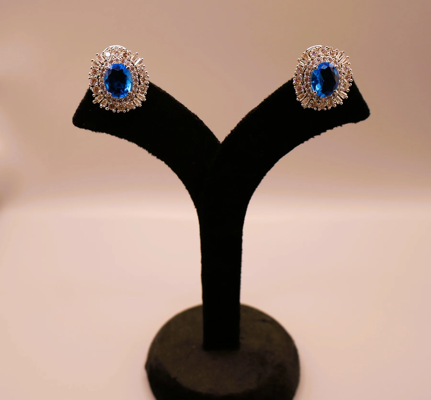 Sapphire Oval Double-Halo Stud Earrings – alternate product view 2
