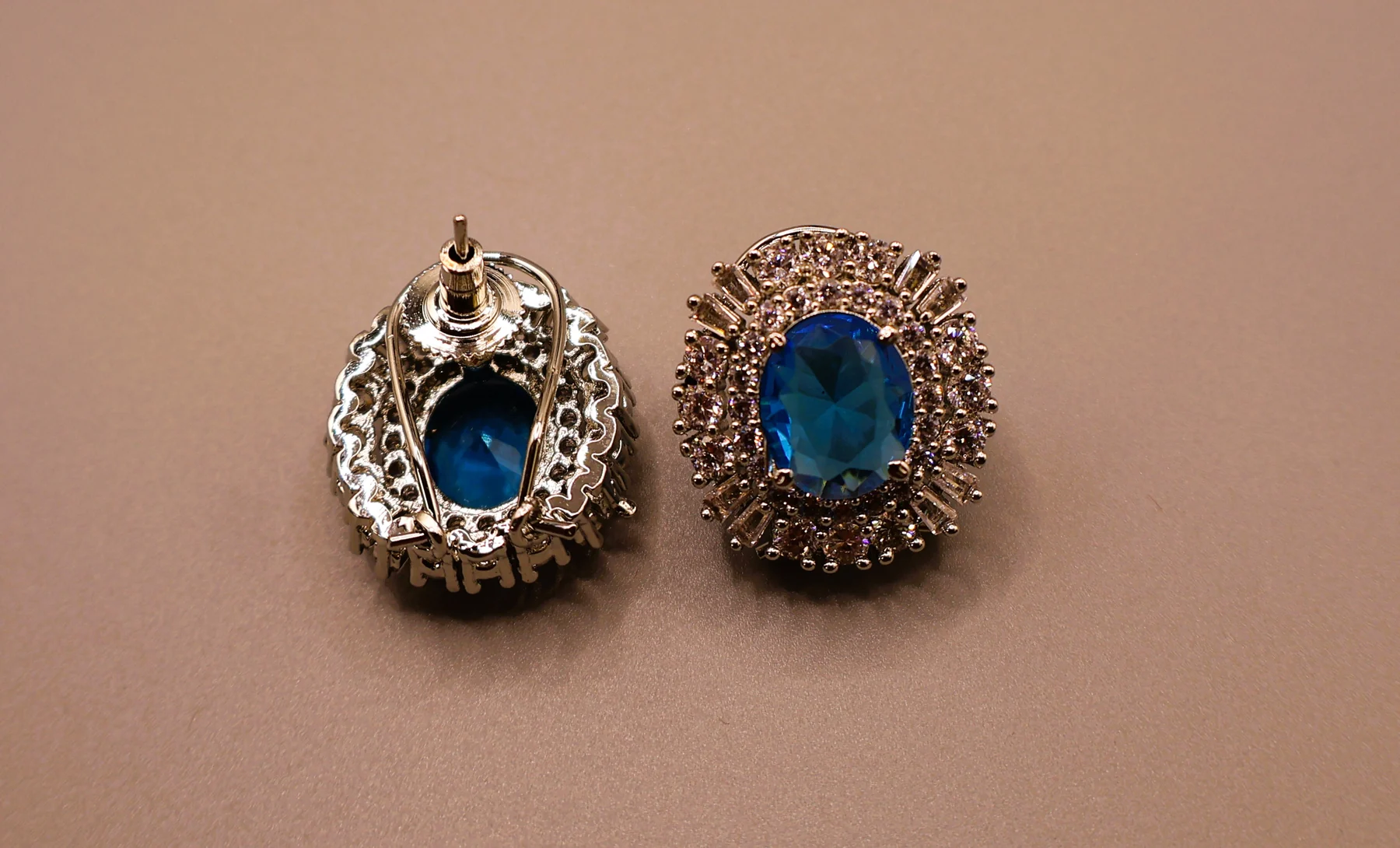 Sapphire Oval Double-Halo Stud Earrings – alternate product view 3