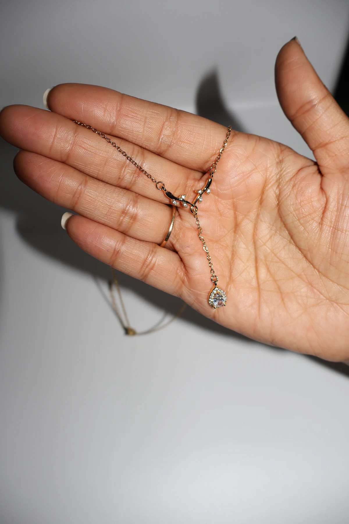 Crystal Teardrop Y Necklace – alternate product view 2