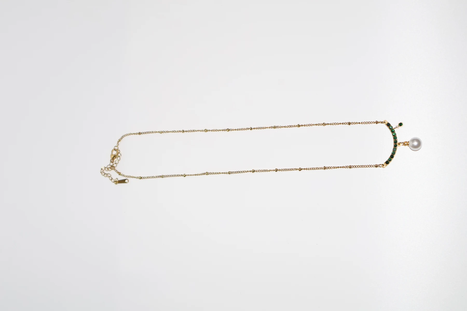 Emerald Crescent Pearl Drop Necklace – alternate product view 3