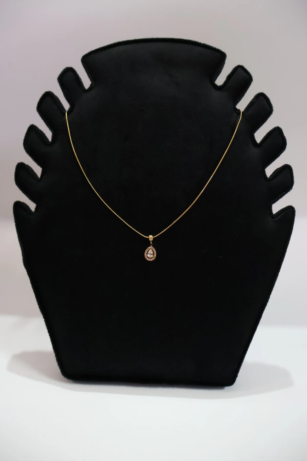 Teardrop Halo Crystal Pendant Necklace