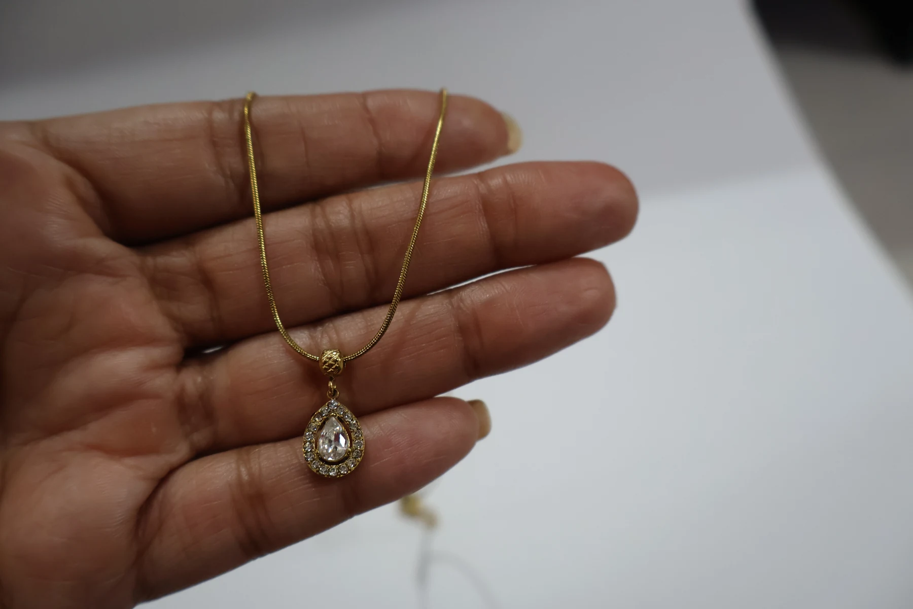 Teardrop Halo Crystal Pendant Necklace – alternate product view 3