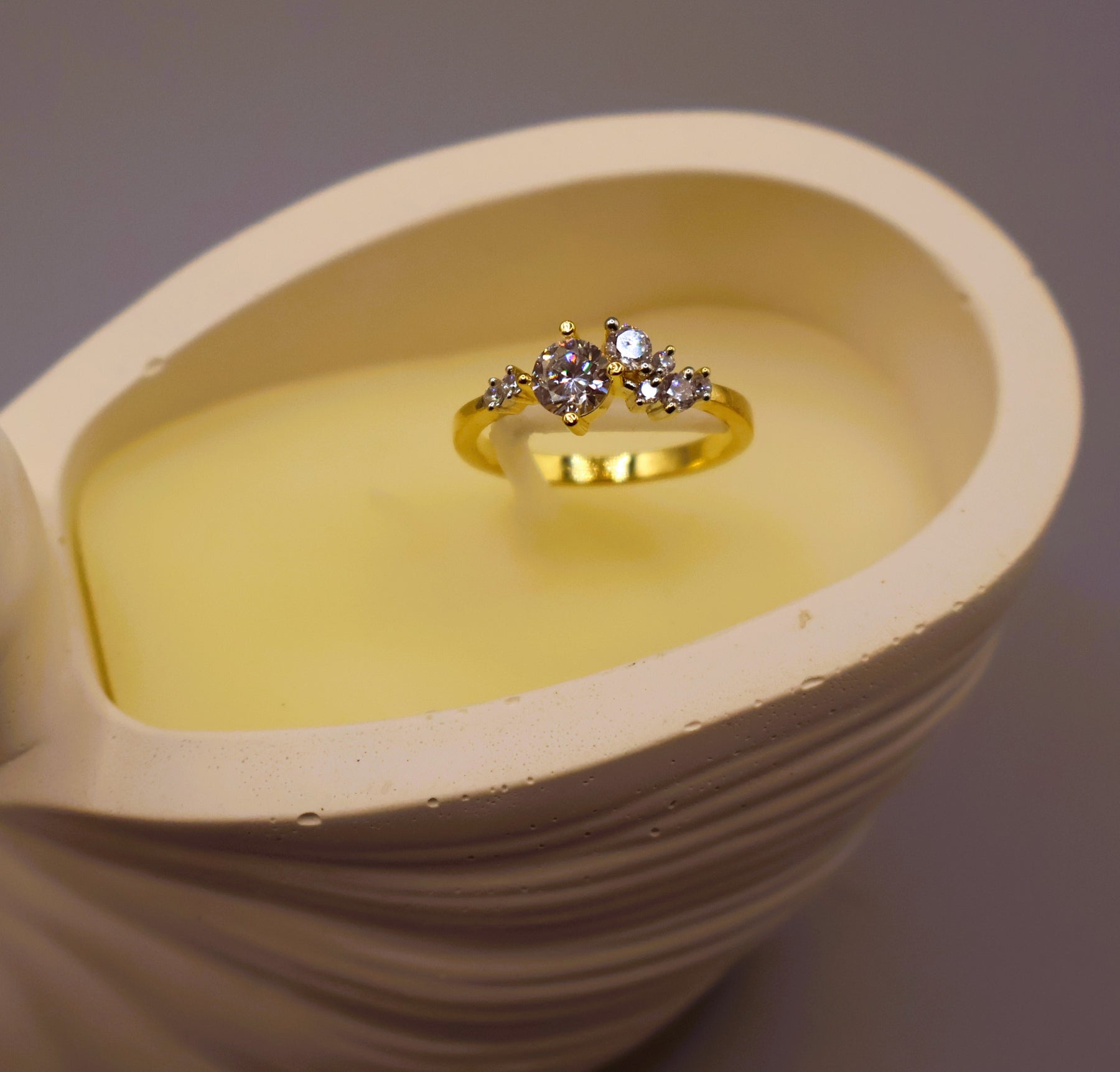 Elegant Gold Crystal Cluster Ring