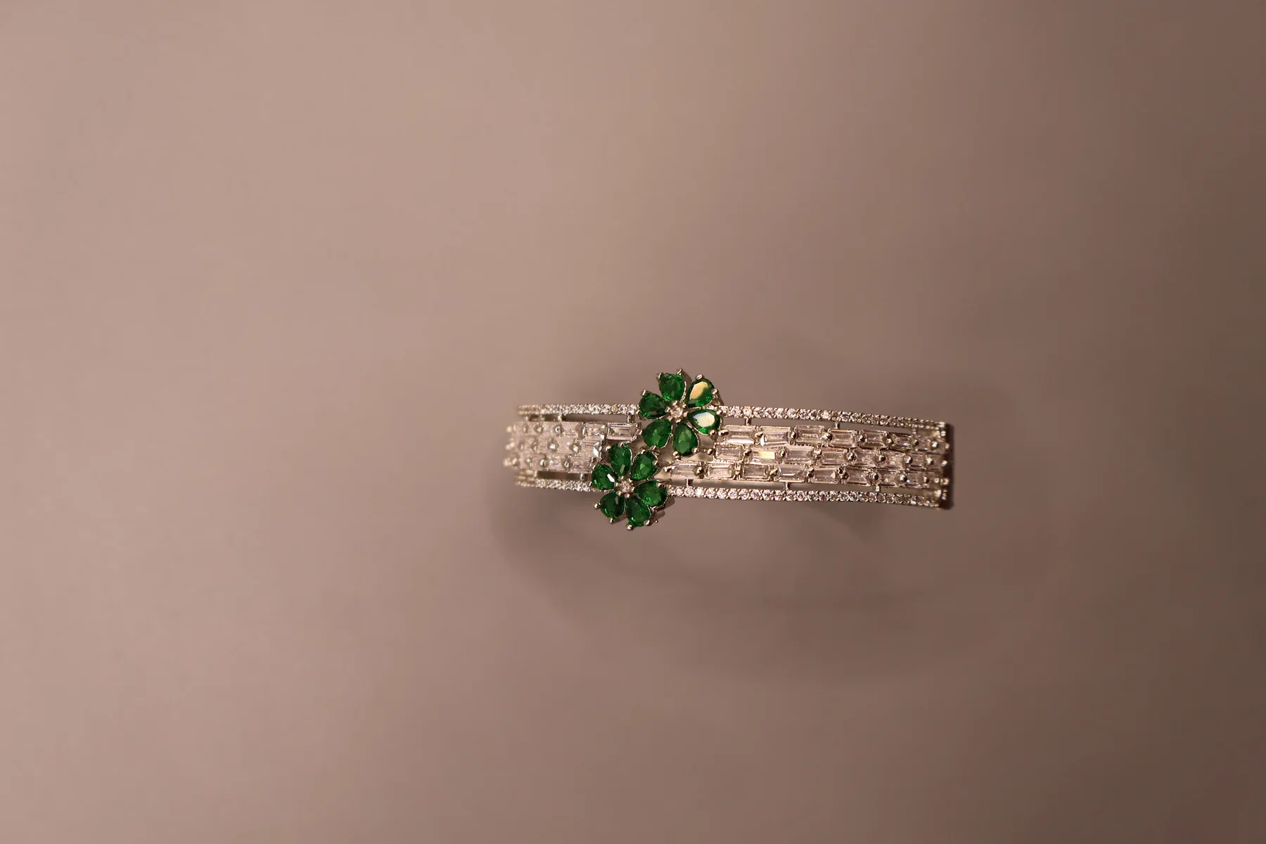 Emerald Bloom Baguette Crystal Cuff Bracelet
