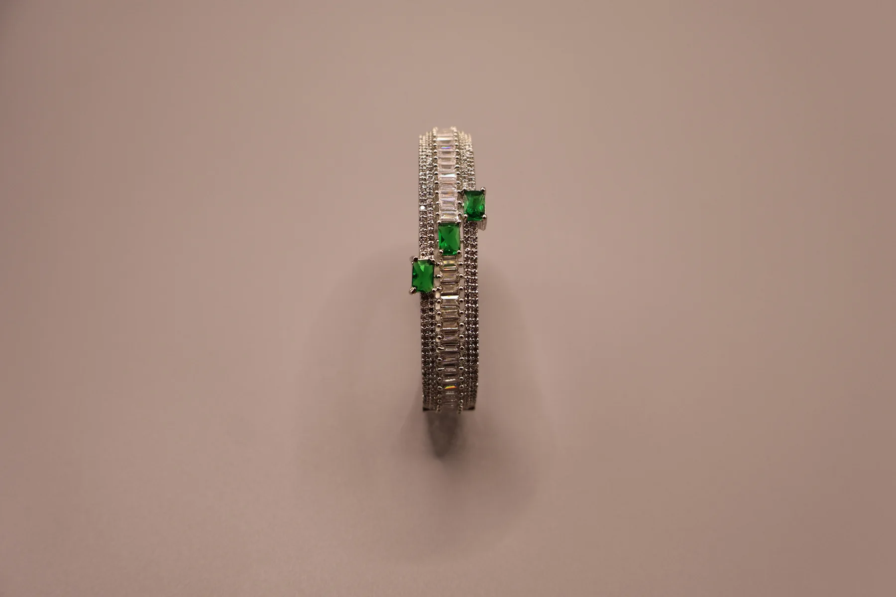 Emerald Marquise Triple-Row Crystal Bangle