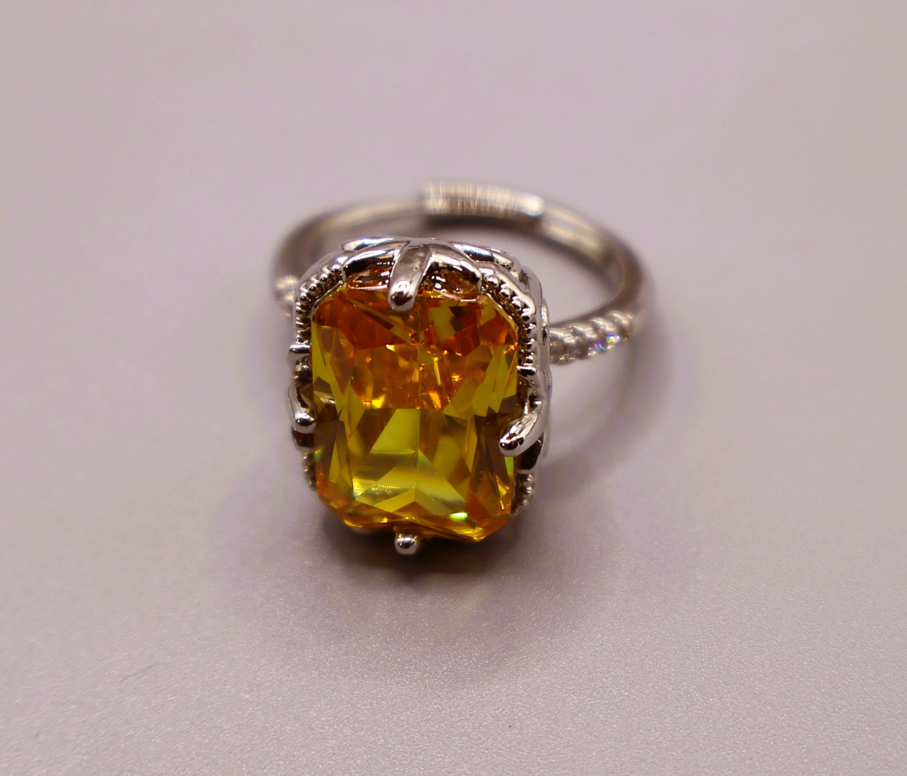 Golden Amber Crystal Ring