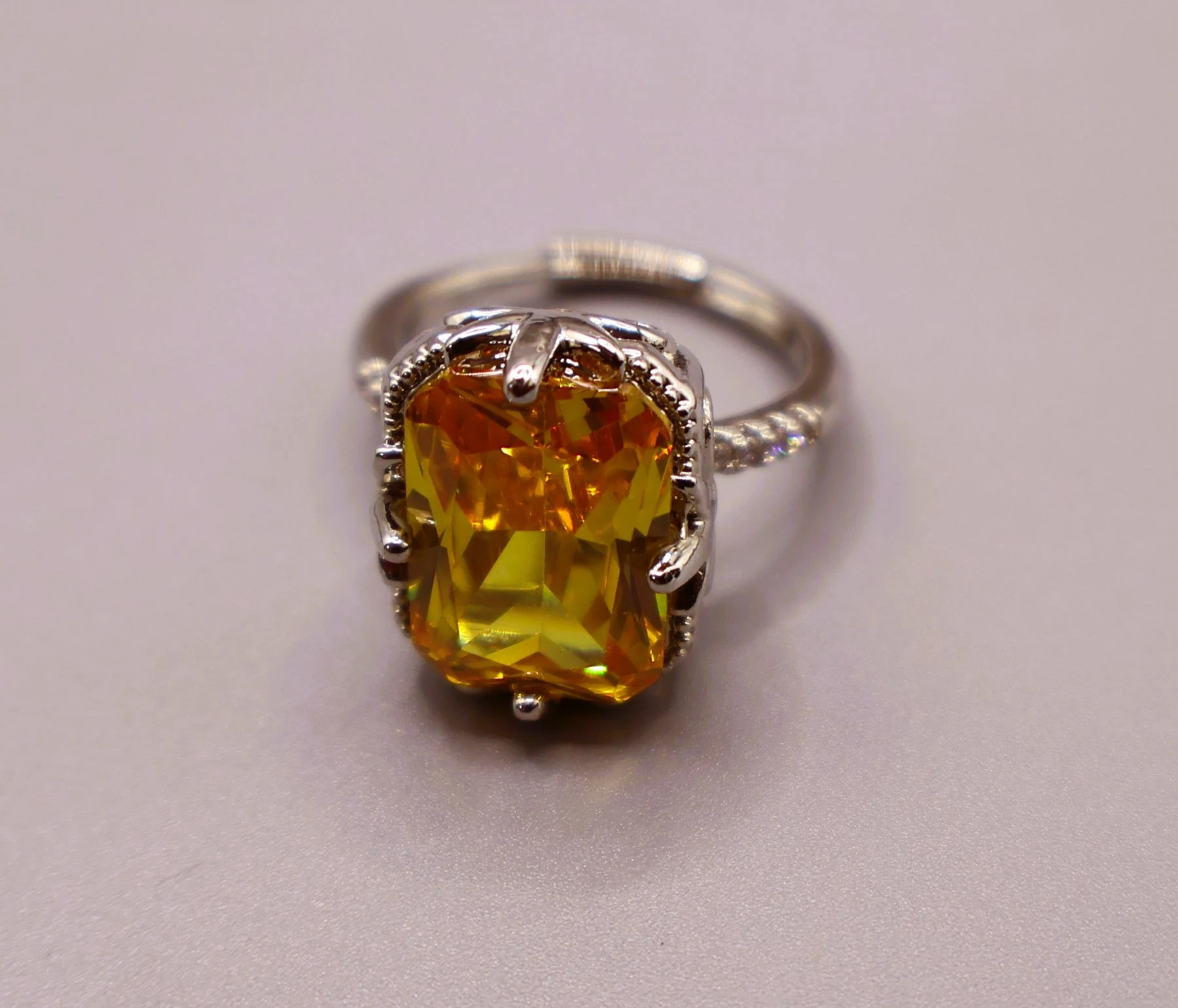 Golden Amber Crystal Ring
