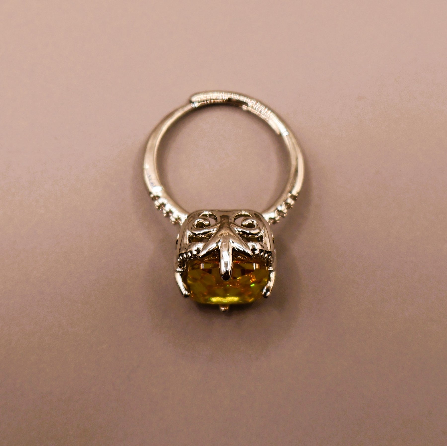 Golden Amber Crystal Ring