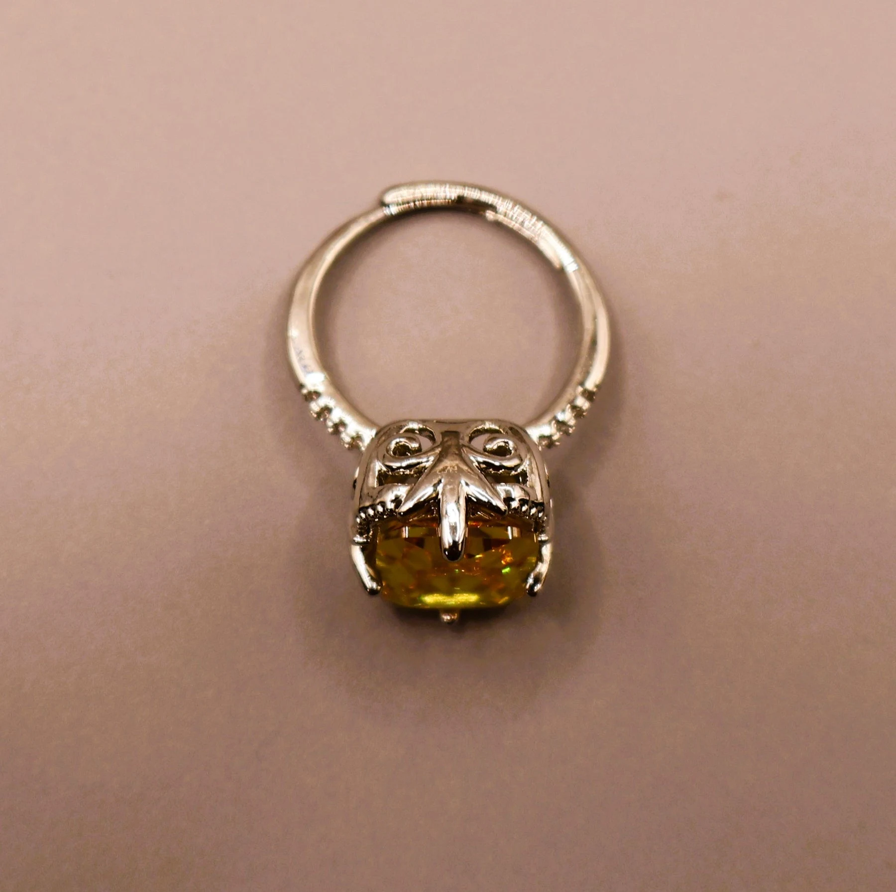 Golden Amber Crystal Ring