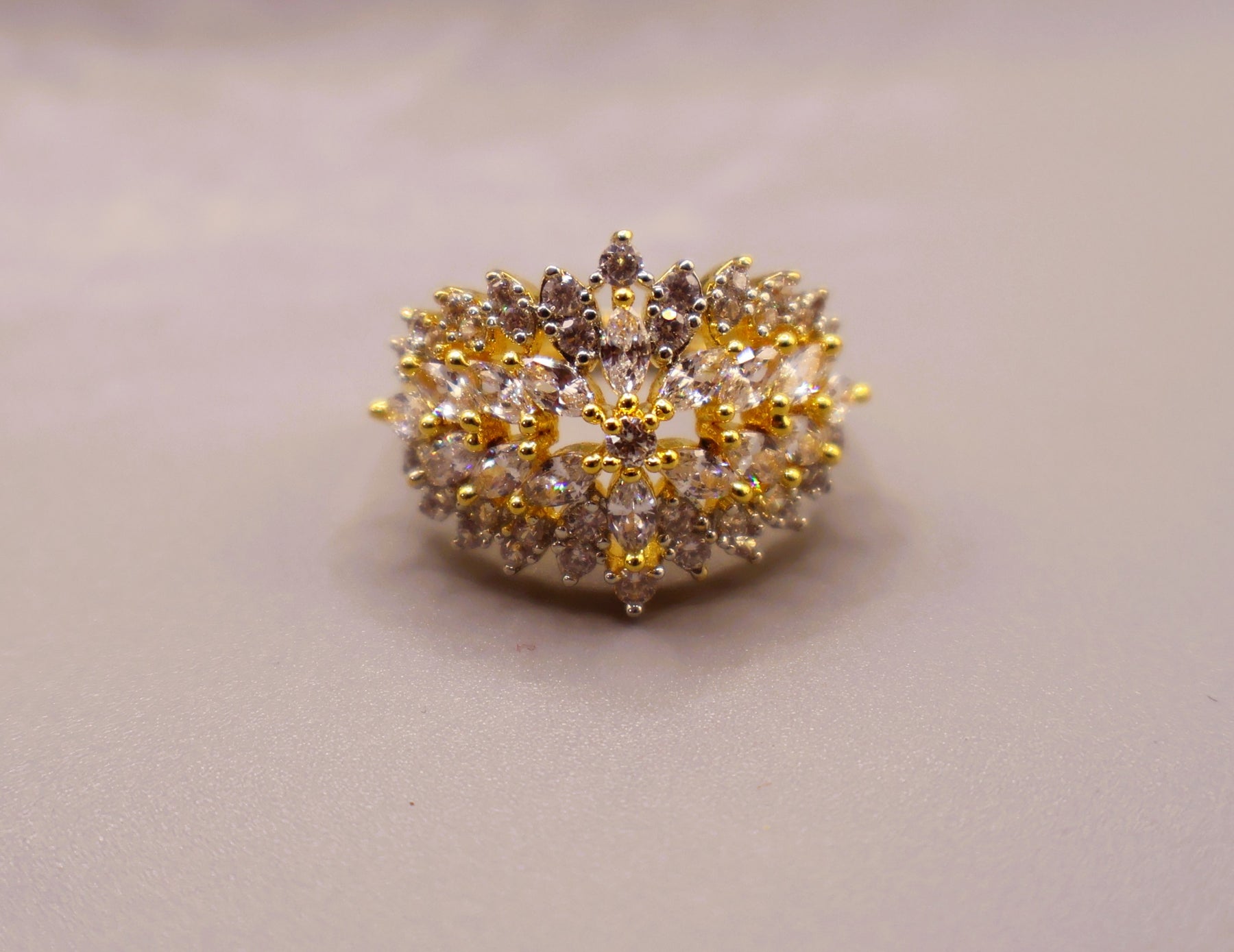 Golden Bloom Crystal Ring