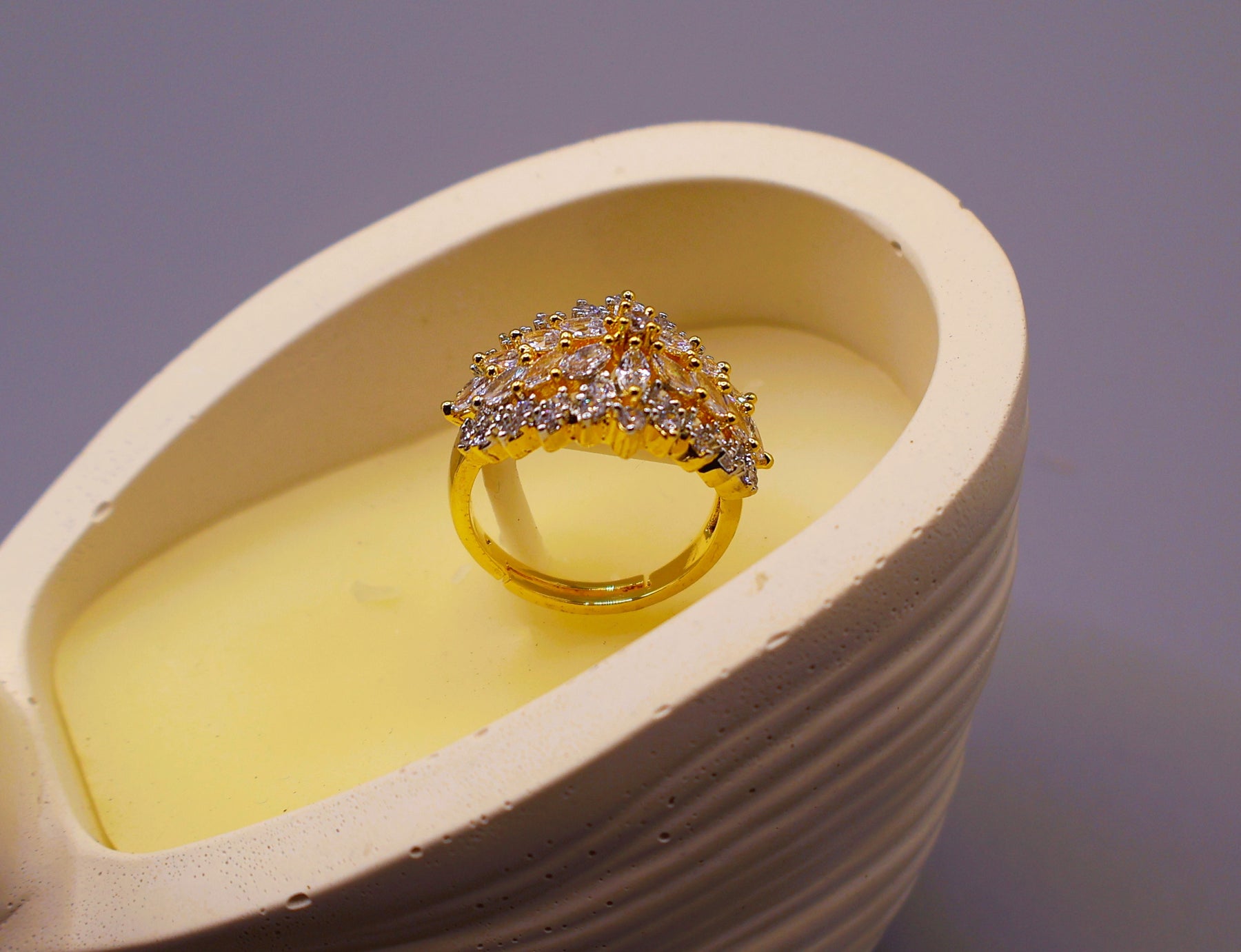 Golden Bloom Crystal Ring