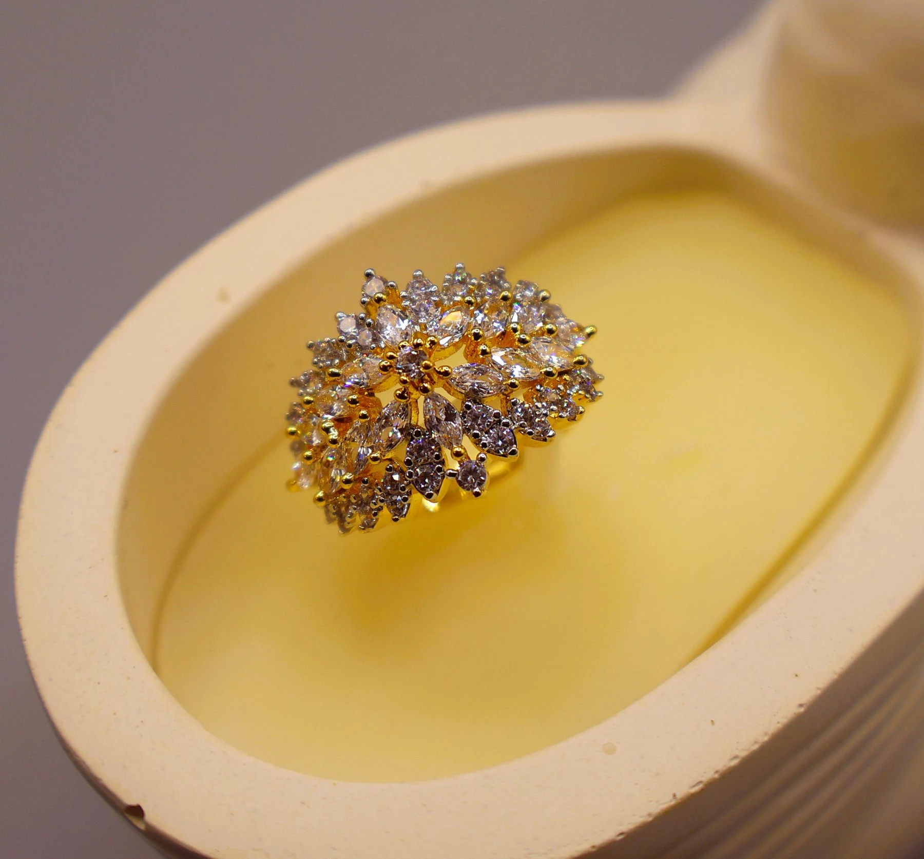 Golden Bloom Crystal Ring