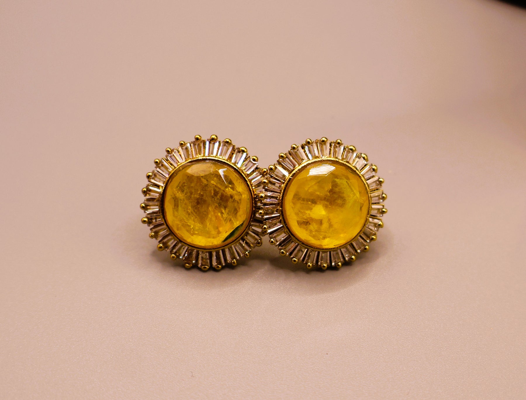 Golden Citrine Crystal Stud Earrings