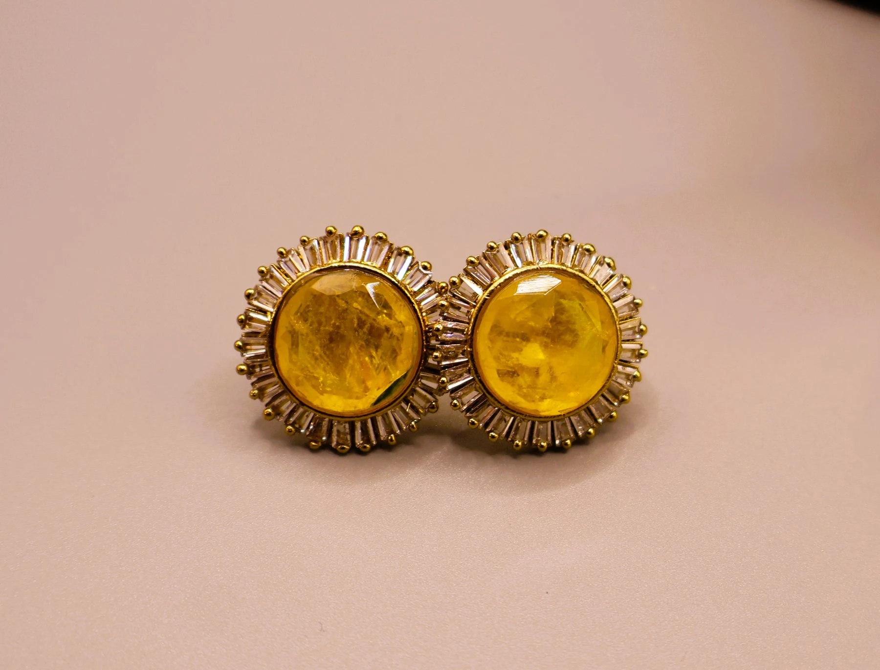 Golden Citrine Crystal Stud Earrings