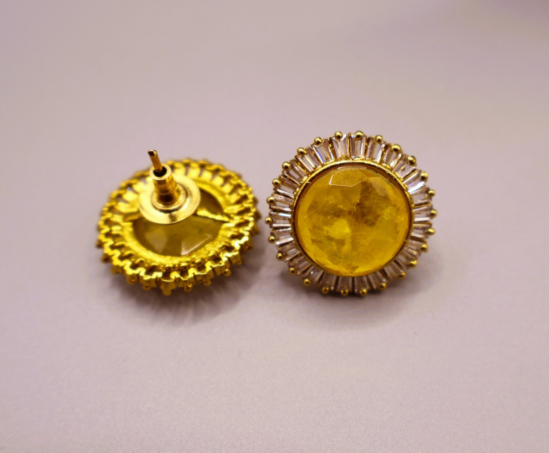 Golden Citrine Crystal Stud Earrings