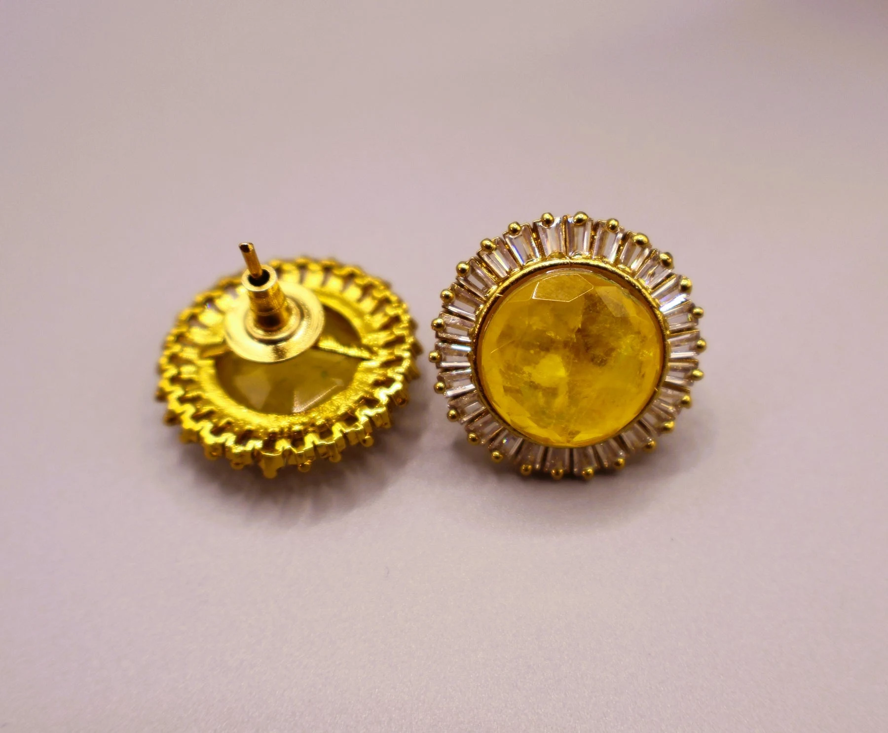 Golden Citrine Crystal Stud Earrings
